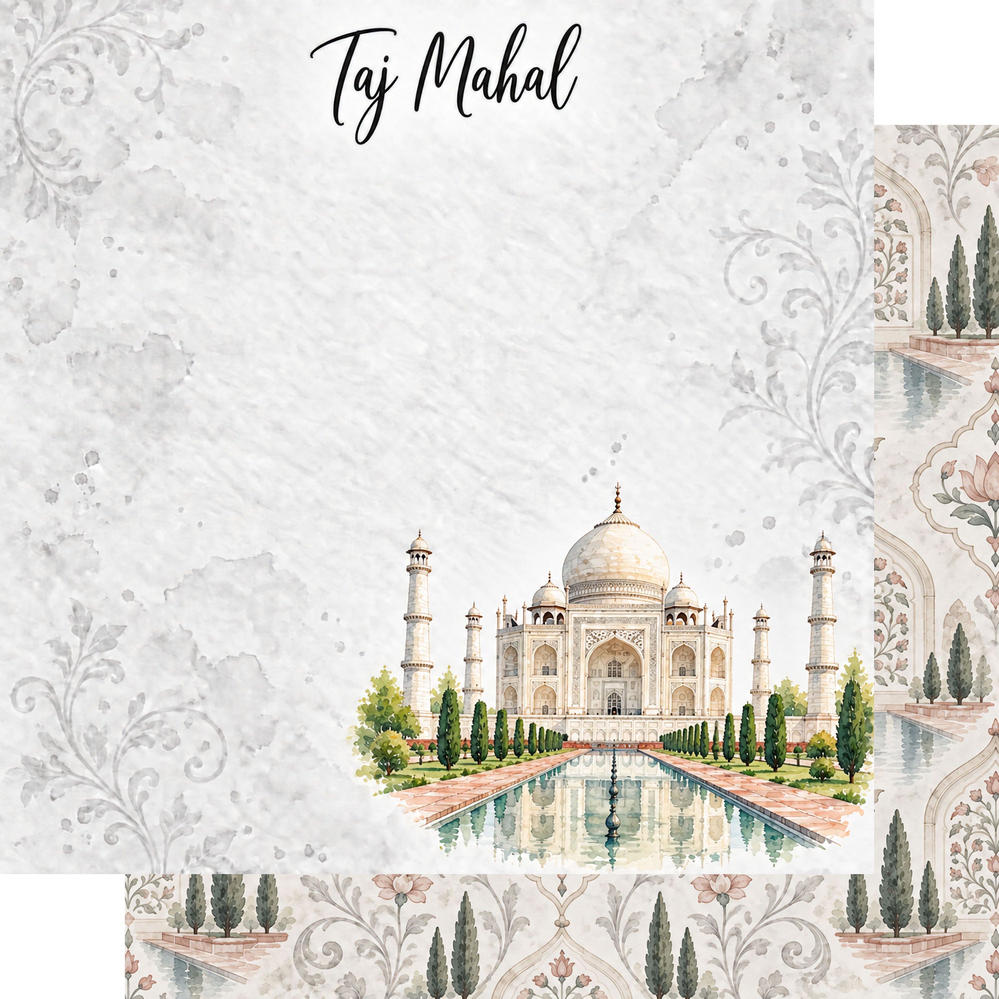 Around The World Collection India Taj Mahal 12 x 12 Double-Sided Scrapbook Paper by SSC Designs