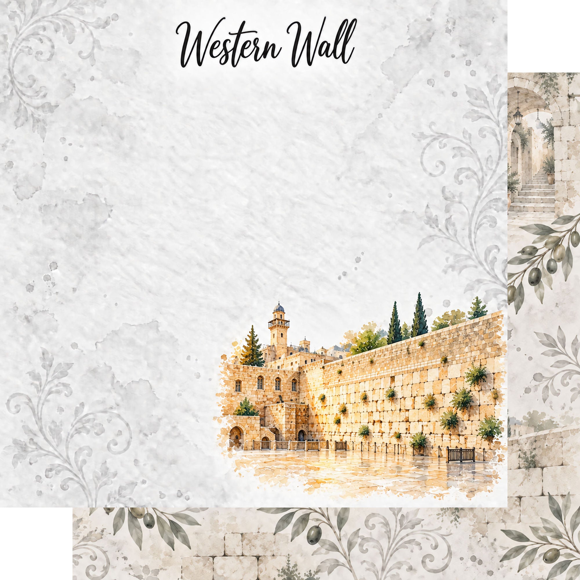 Around The World Collection Israel Western Wall 12 x 12 Double-Sided Scrapbook Paper by SSC Designs