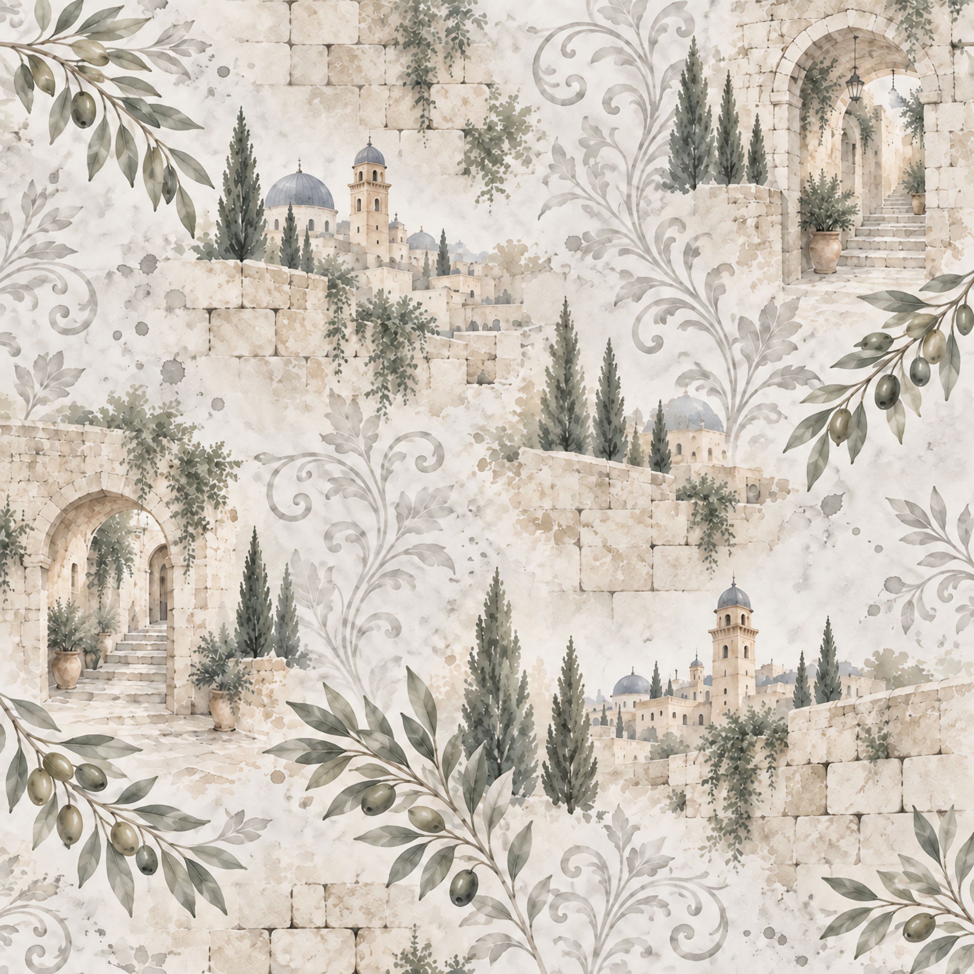 Around The World Collection Israel Western Wall 12 x 12 Double-Sided Scrapbook Paper by SSC Designs