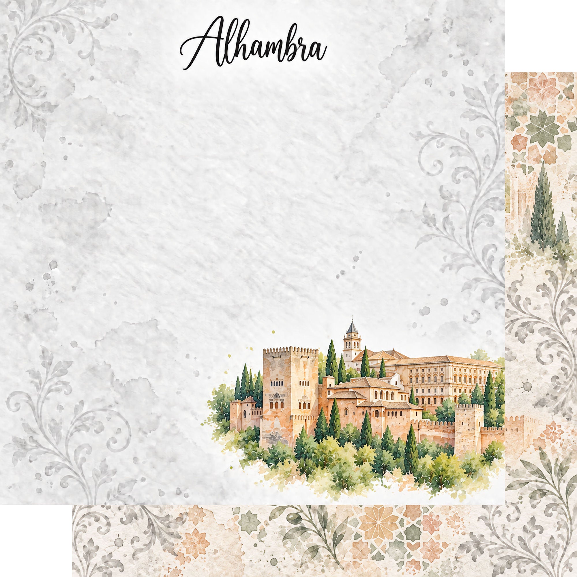Around The World Collection Spain Alhambra 12 x 12 Double-Sided Scrapbook Paper by SSC Designs