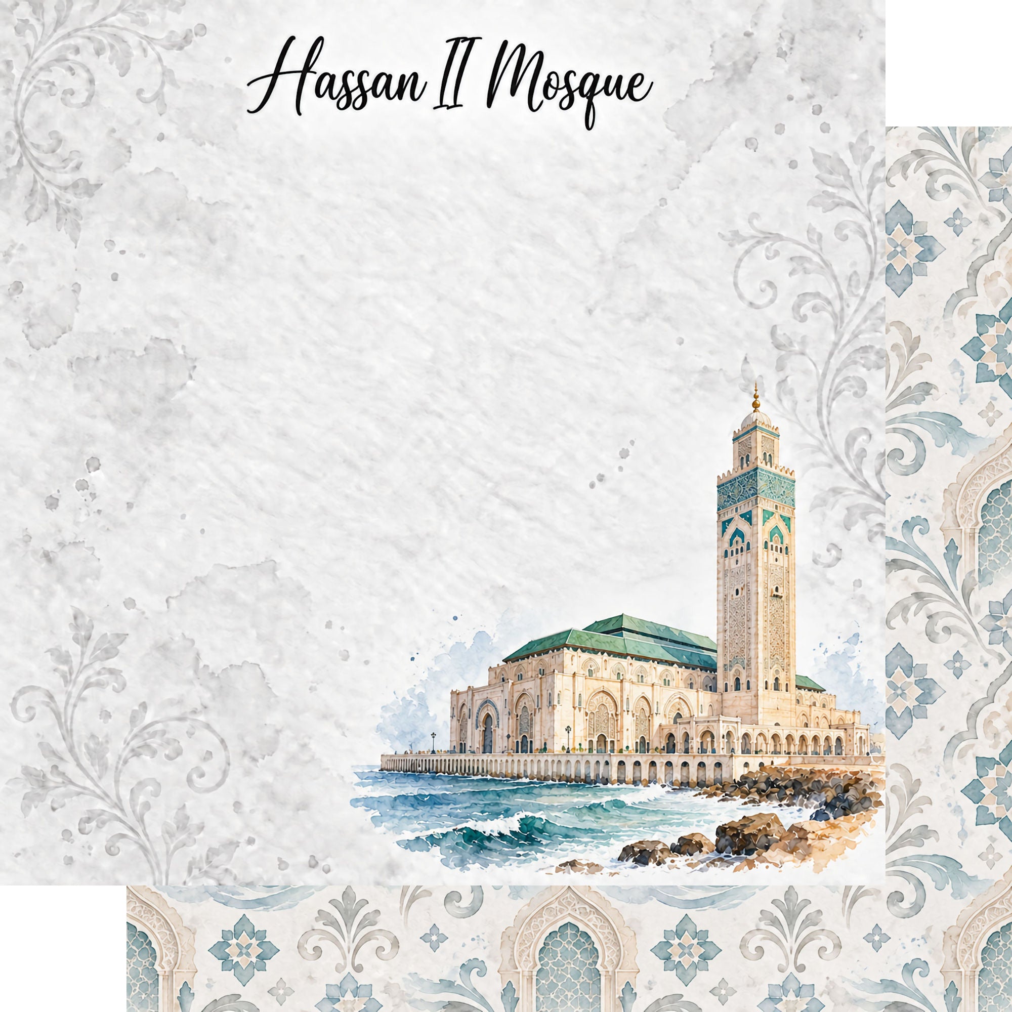 Around The World Collection Morocco Hassan II Mosque 12 x 12 Double-Sided Scrapbook Paper by SSC Designs