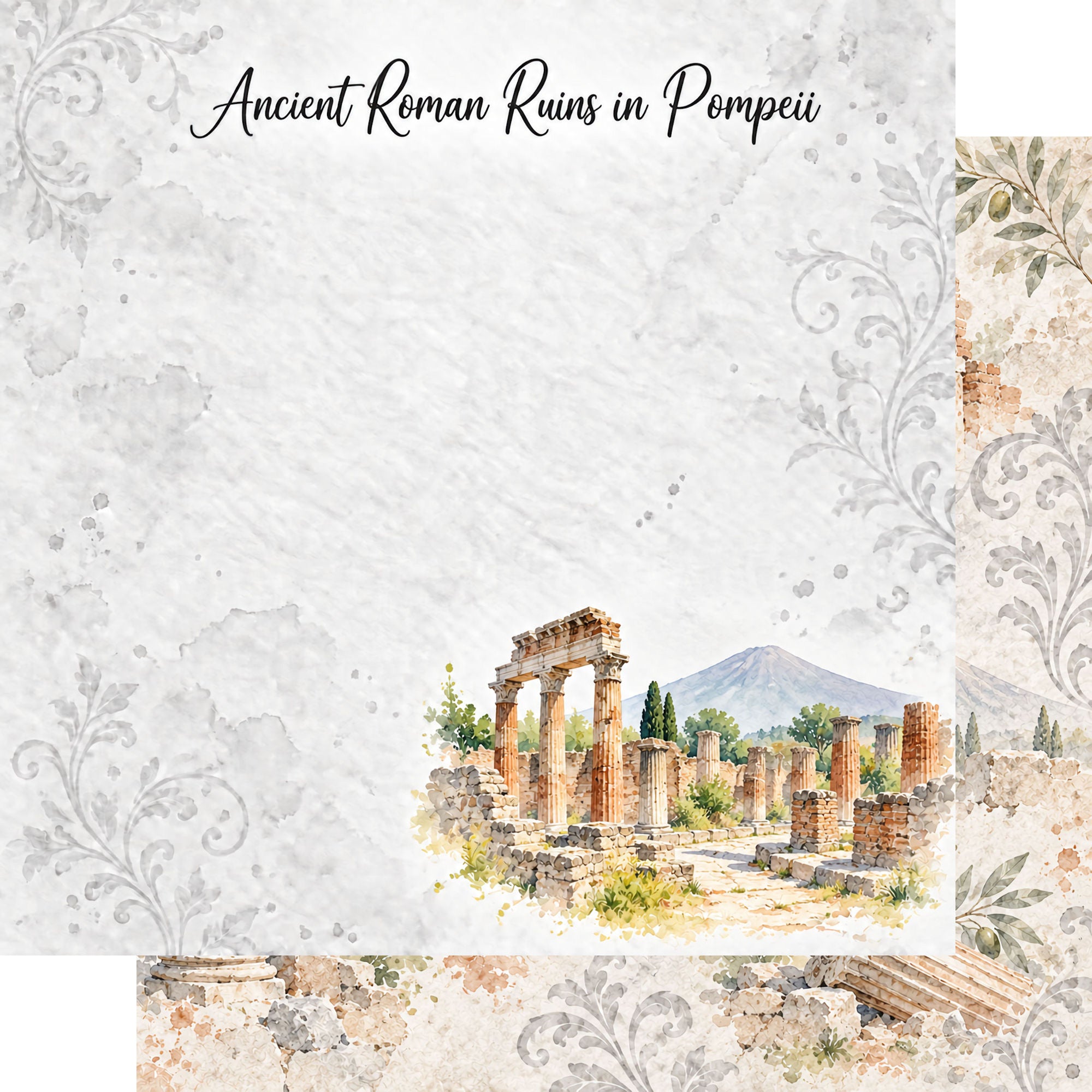 Around The World Collection Italy Pompeii Ancient Roman Ruins 12 x 12 Double-Sided Scrapbook Paper by SSC Designs