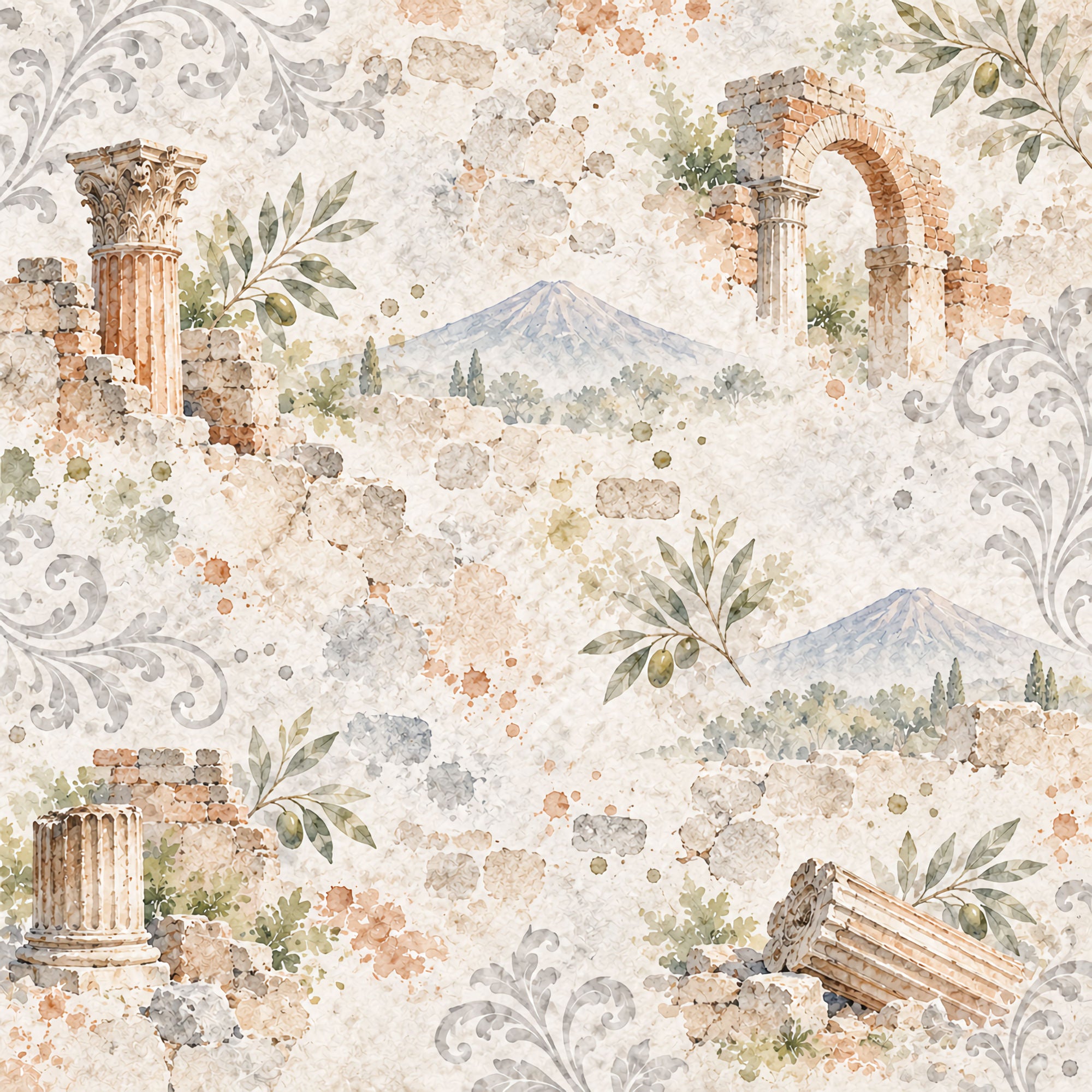 Around The World Collection Italy Pompeii Ancient Roman Ruins 12 x 12 Double-Sided Scrapbook Paper by SSC Designs