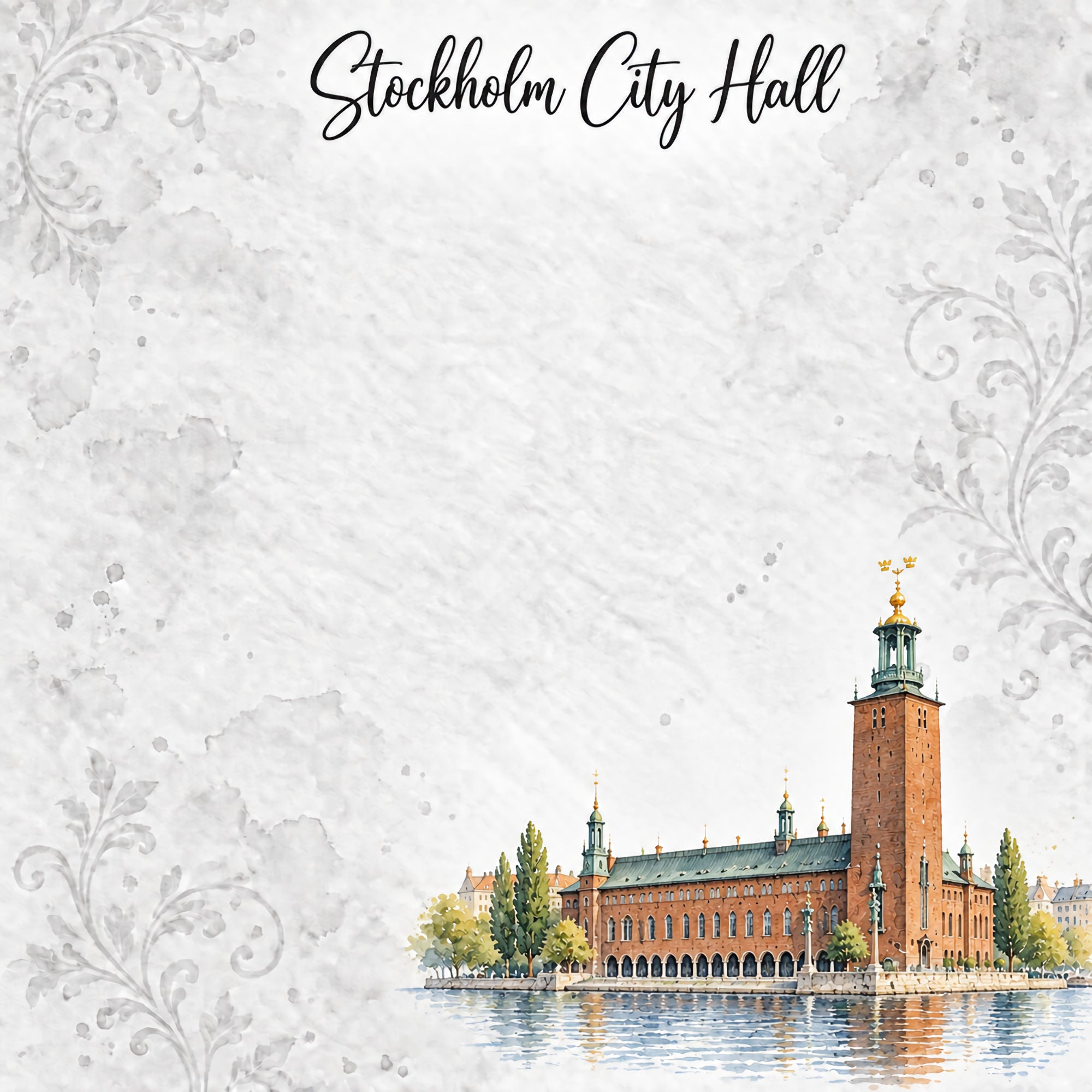 Around The World Collection Sweden Stockholm City Hall 12 x 12 Double-Sided Scrapbook Paper by SSC Designs