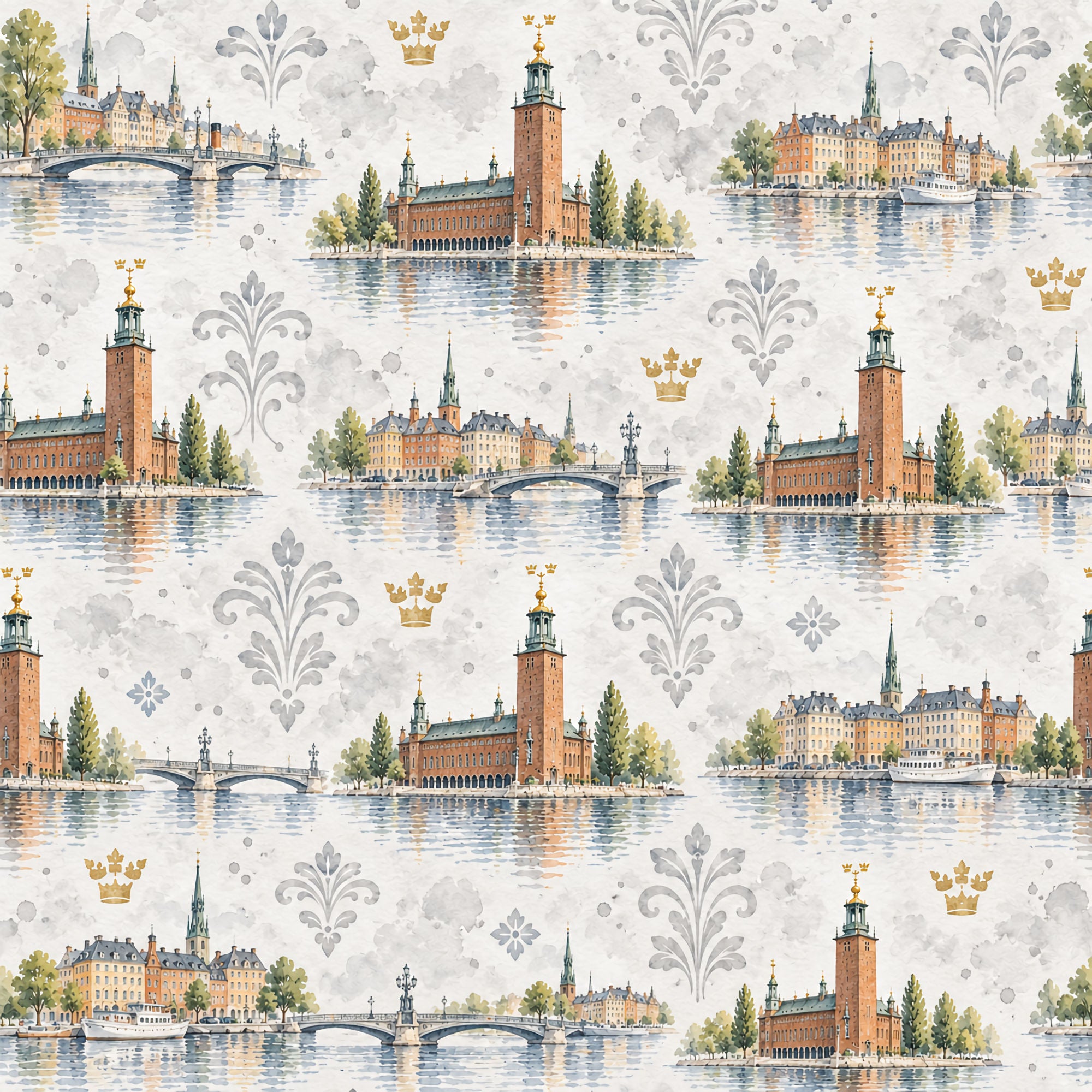 Around The World Collection Sweden Stockholm City Hall 12 x 12 Double-Sided Scrapbook Paper by SSC Designs