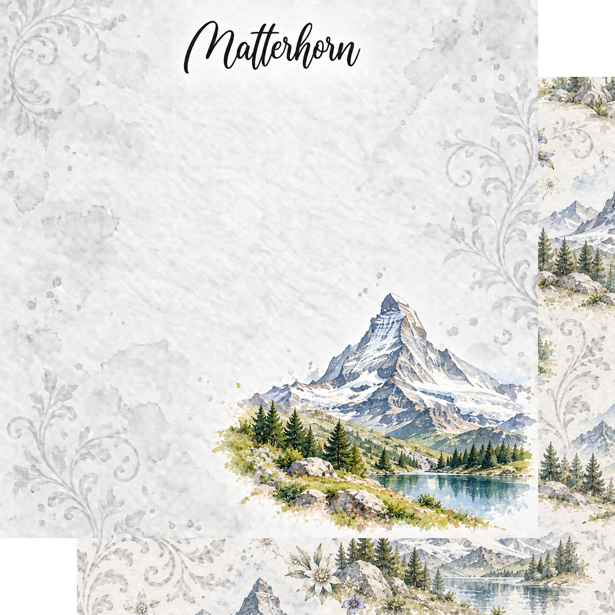 Around The World Collection Switzerland Matterhorn 12 x 12 Double-Sided Scrapbook Paper by SSC Designs