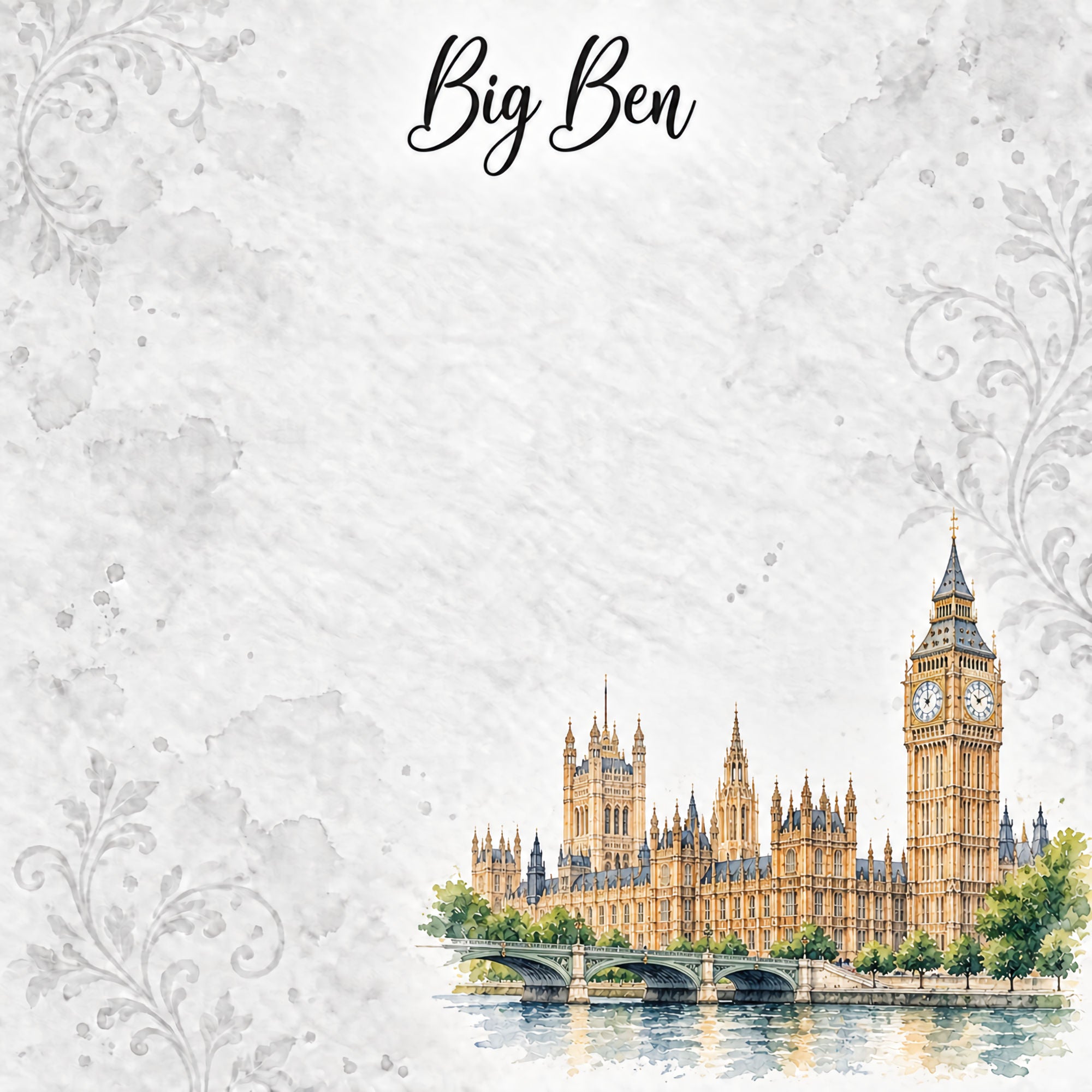 Around The World Collection United Kingdom Big Ben 12 x 12 Double-Sided Scrapbook Paper by SSC Designs