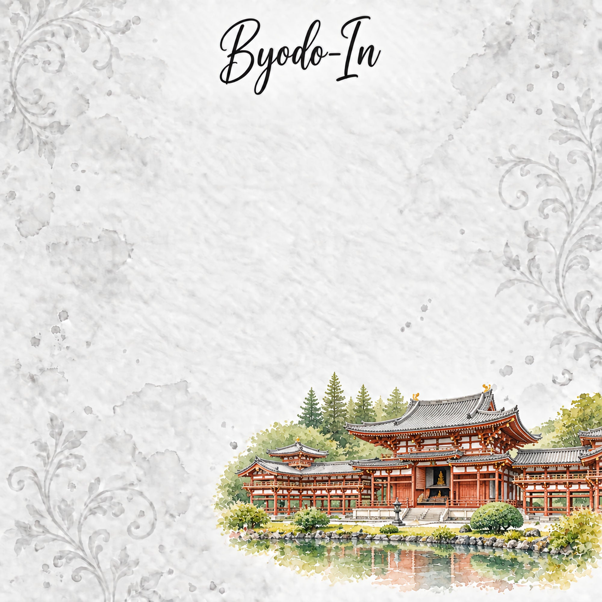 Around The World Collection Japan Byodo-In Temple 12 x 12 Double-Sided Scrapbook Paper by SSC Designs