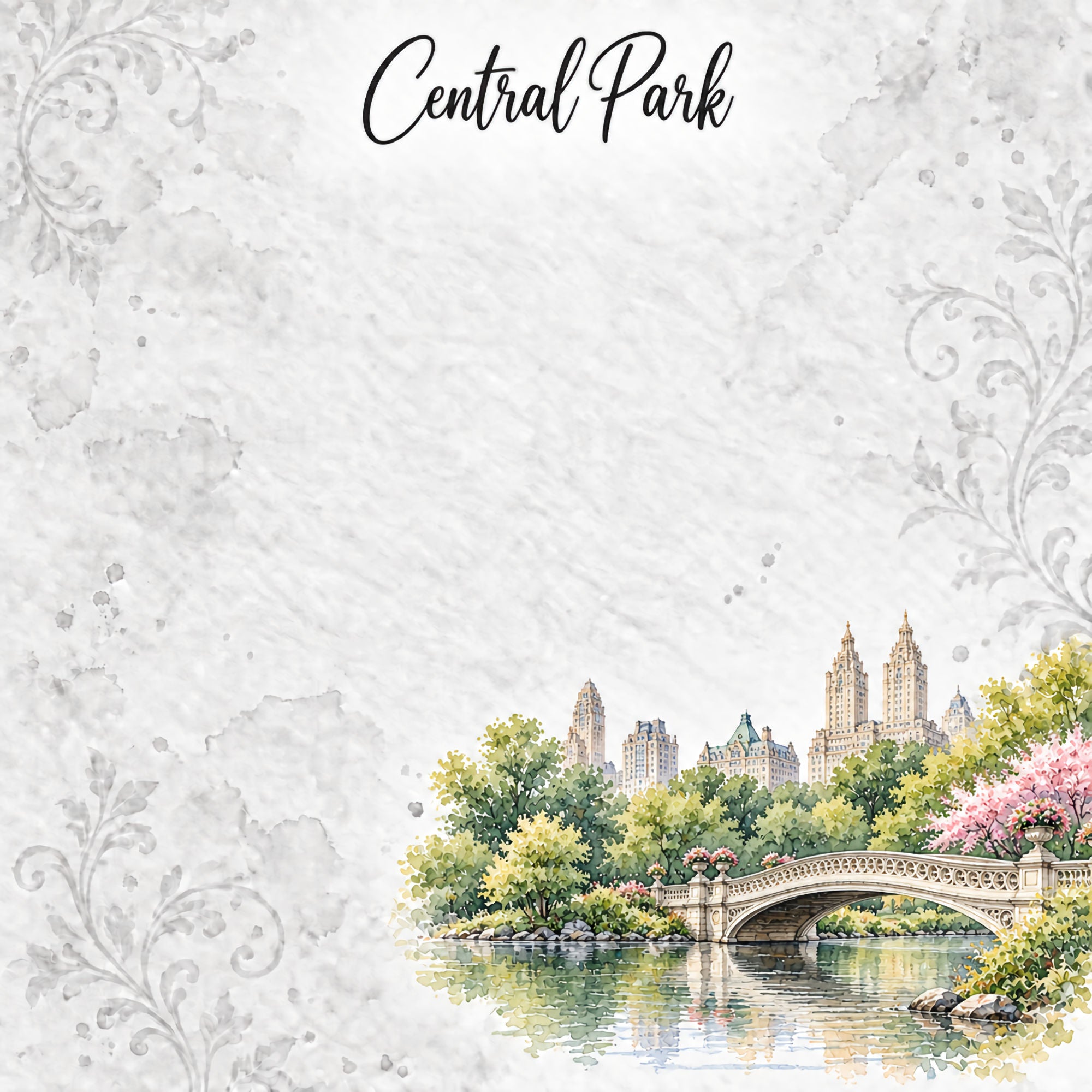 Around The World Collection New York Central Park 12 x 12 Double-Sided Scrapbook Paper by SSC Designs