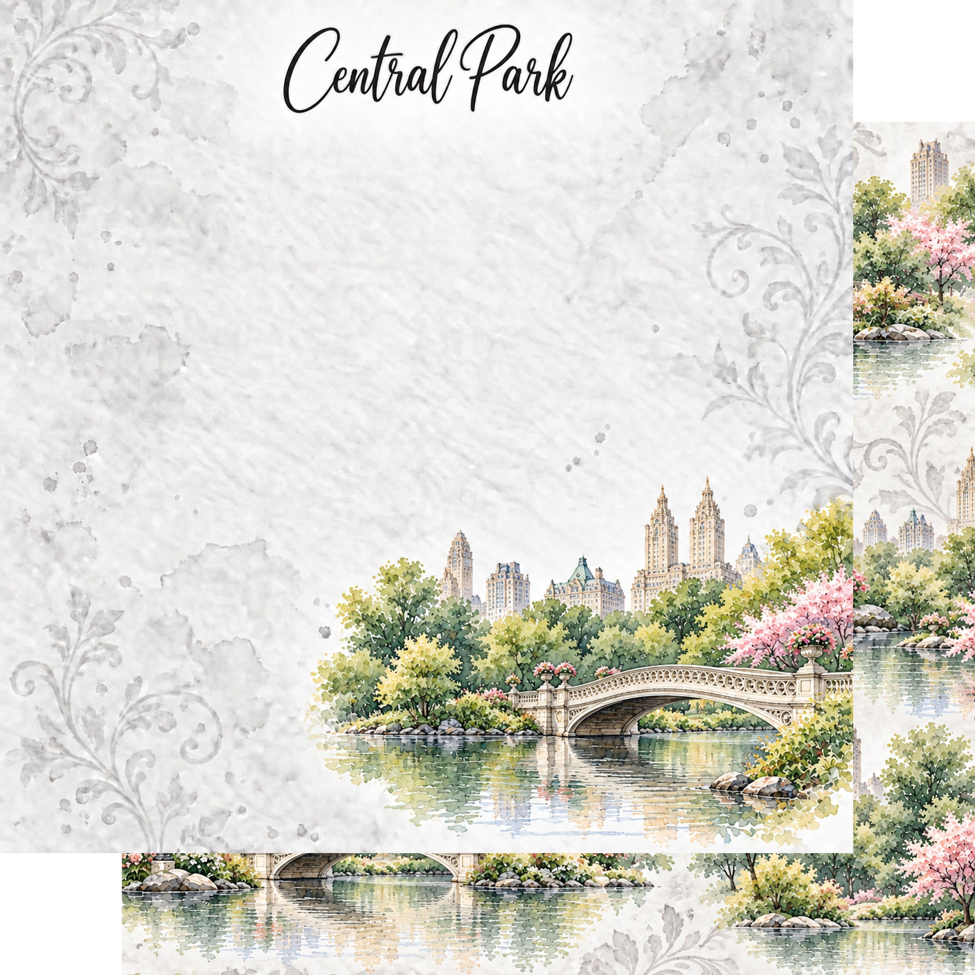 Around The World Collection New York Central Park 12 x 12 Double-Sided Scrapbook Paper by SSC Designs
