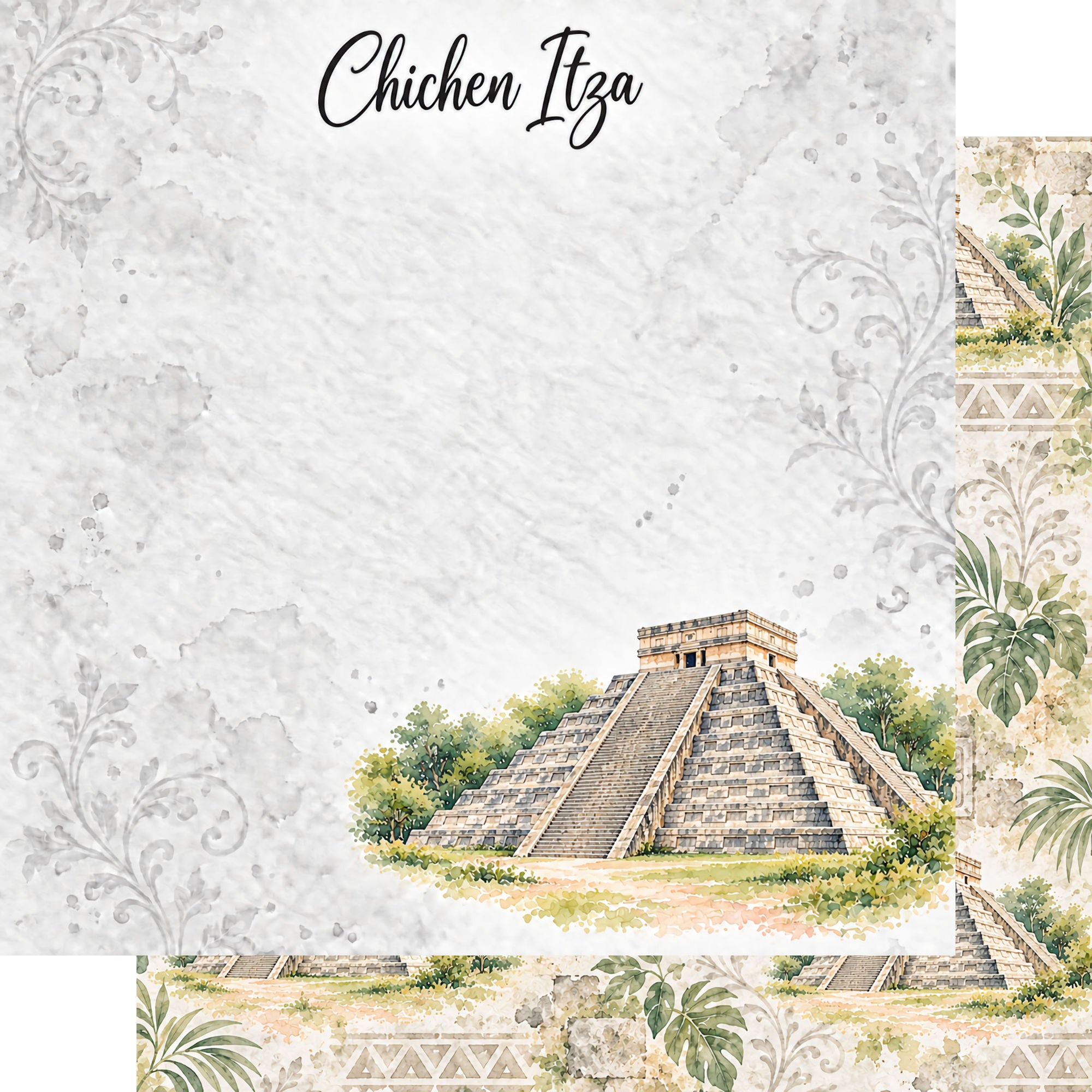 Around The World Collection Mexico Chichen Itza 12 x 12 Double-Sided Scrapbook Paper by SSC Designs
