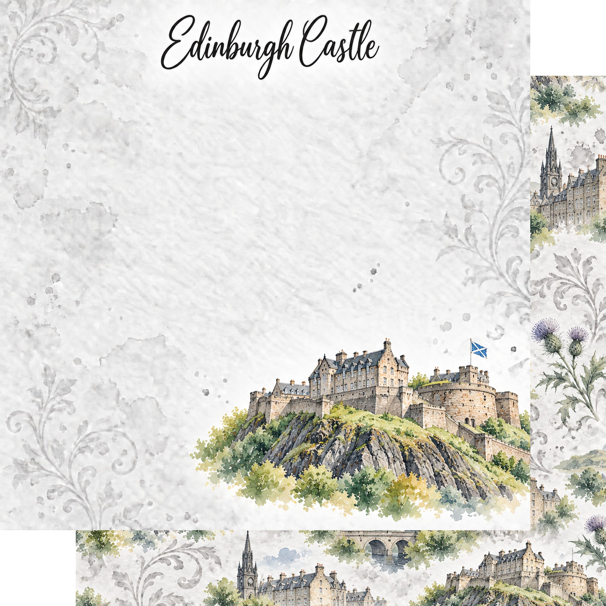 Around The World Collection Scotland Edinburgh Castle 12 x 12 Double-Sided Scrapbook Paper by SSC Designs