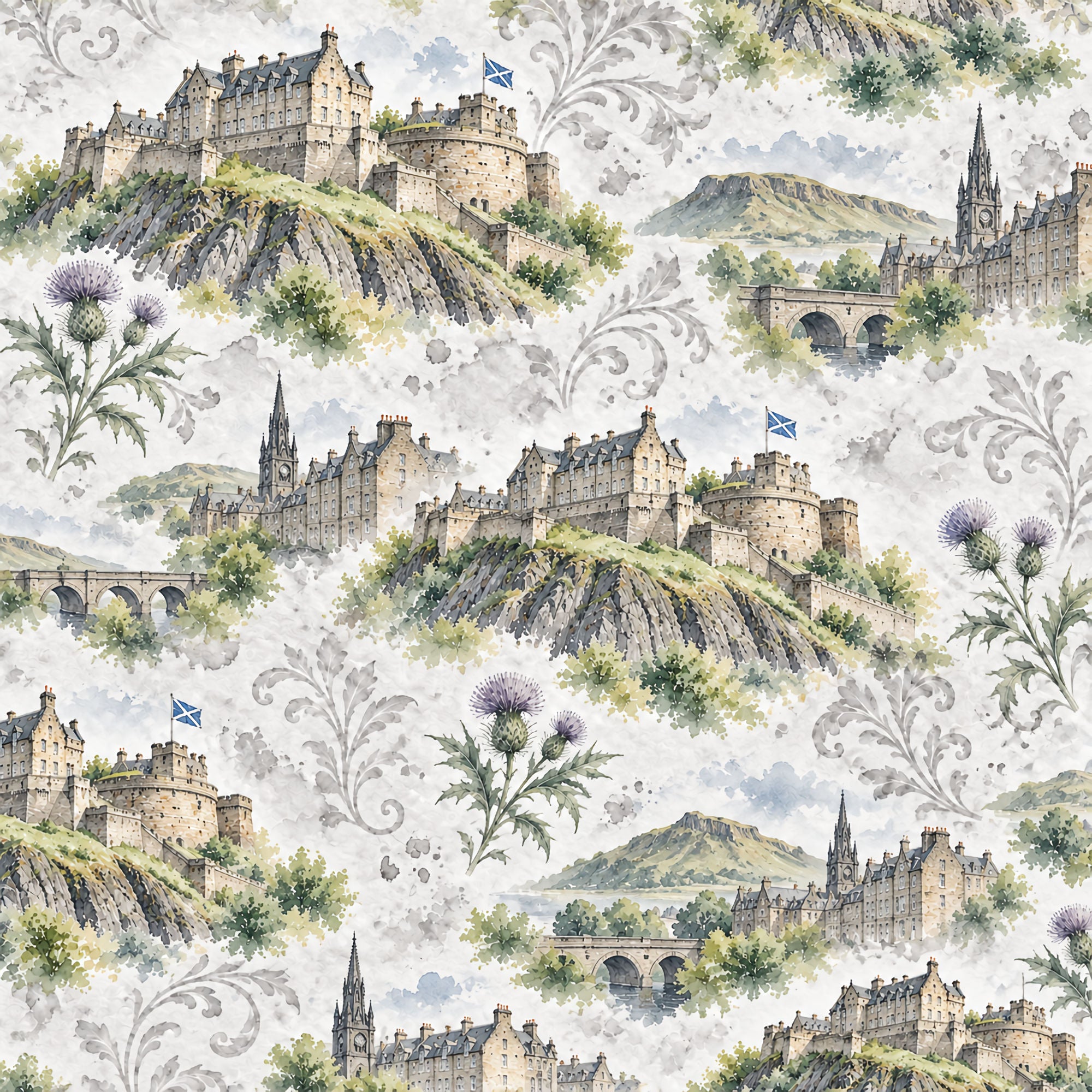 Around The World Collection Scotland Edinburgh Castle 12 x 12 Double-Sided Scrapbook Paper by SSC Designs