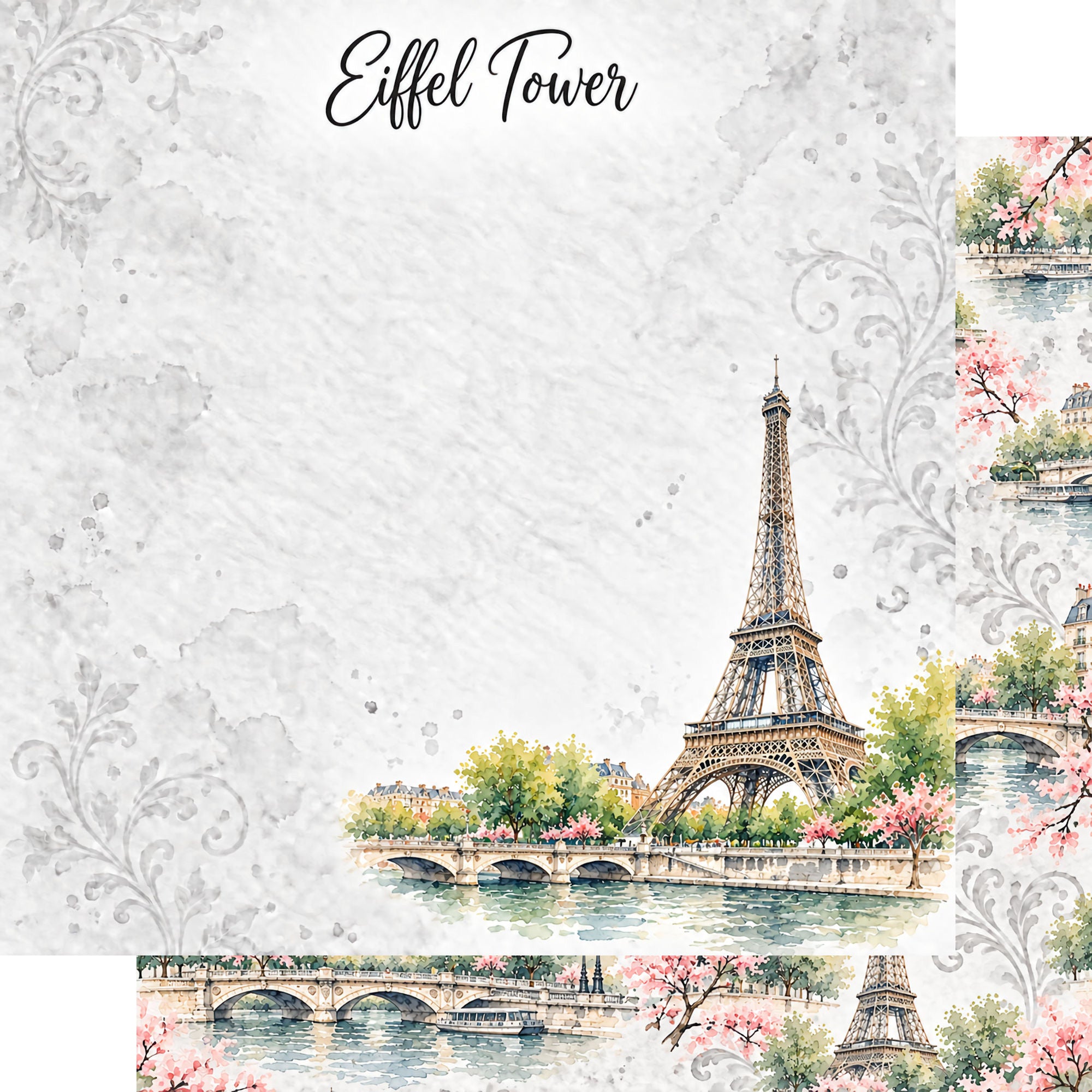 Around The World Collection France Eiffel Tower 12 x 12 Double-Sided Scrapbook Paper by SSC Designs