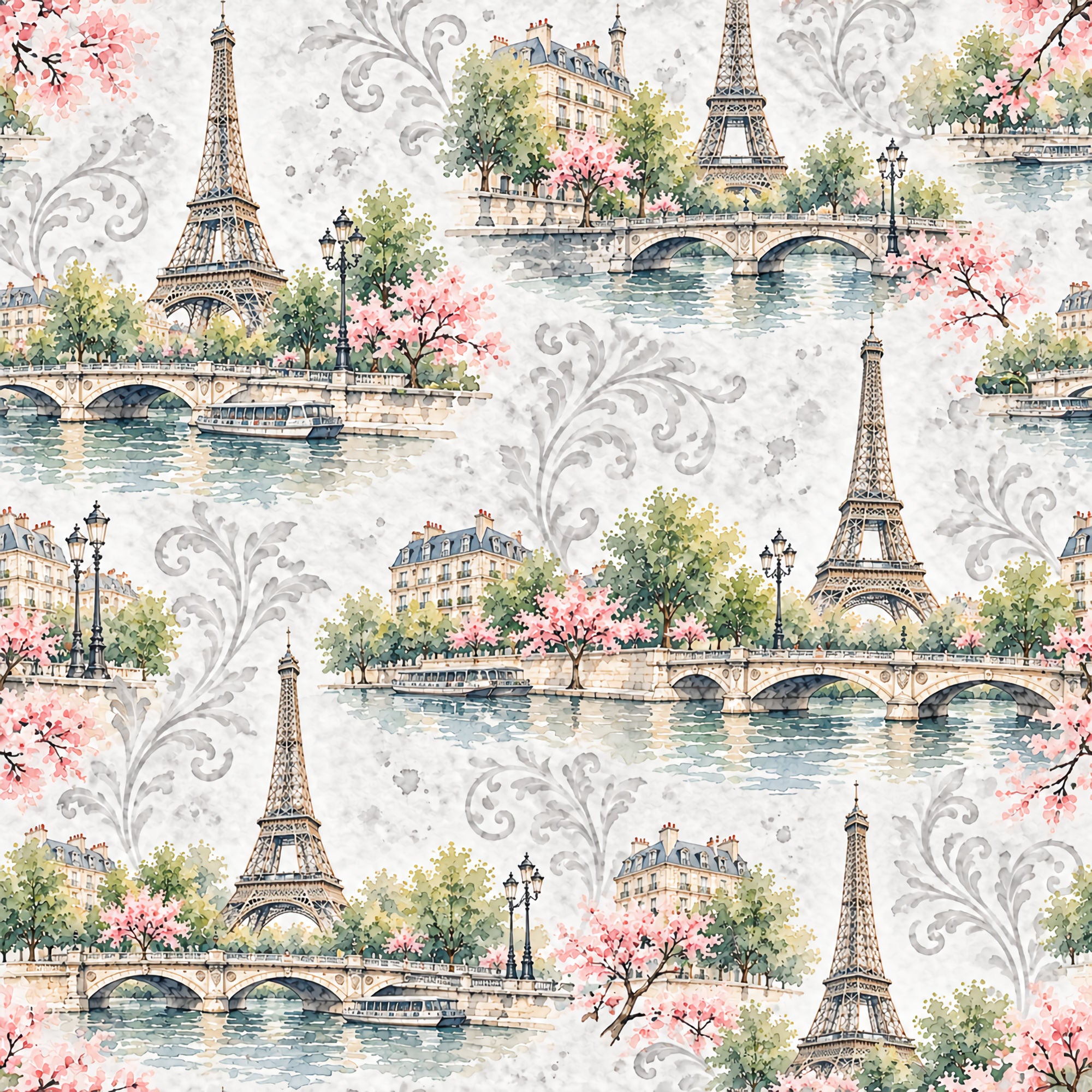 Around The World Collection France Eiffel Tower 12 x 12 Double-Sided Scrapbook Paper by SSC Designs