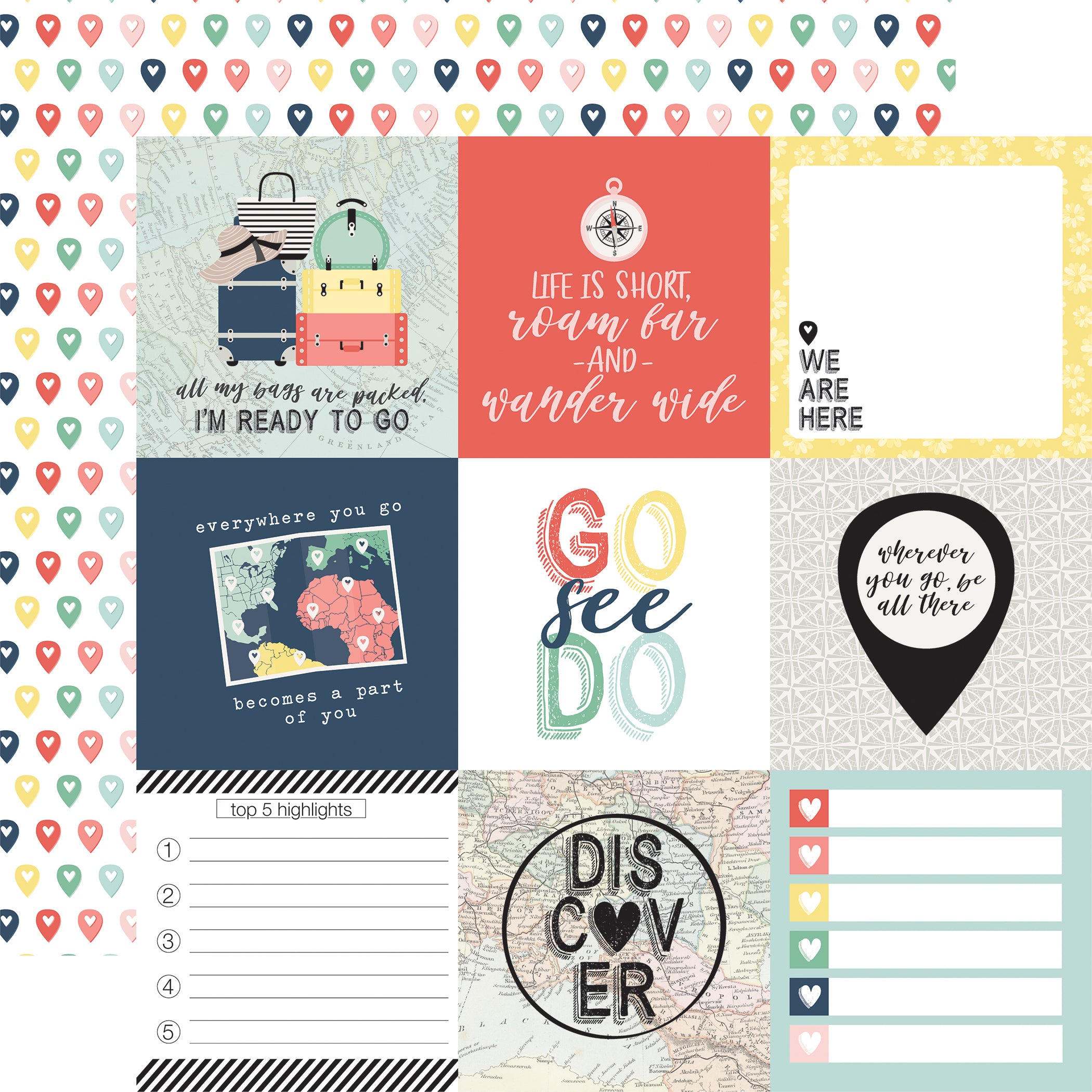 Away We Go Collection 13-Piece Collection Kit by Echo Park Paper-12 Papers, 1 Sticker