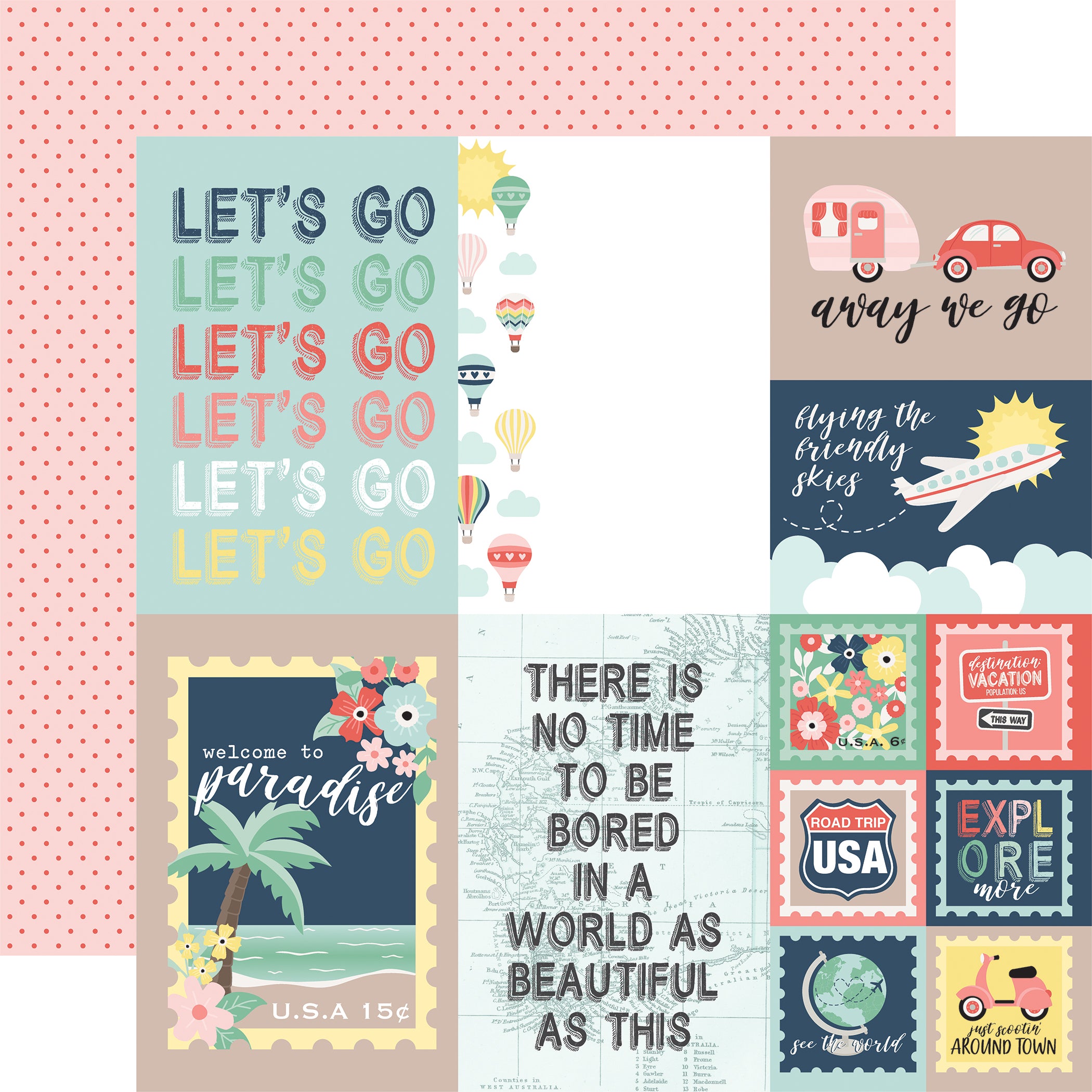 Away We Go Collection 13-Piece Collection Kit by Echo Park Paper-12 Papers, 1 Sticker