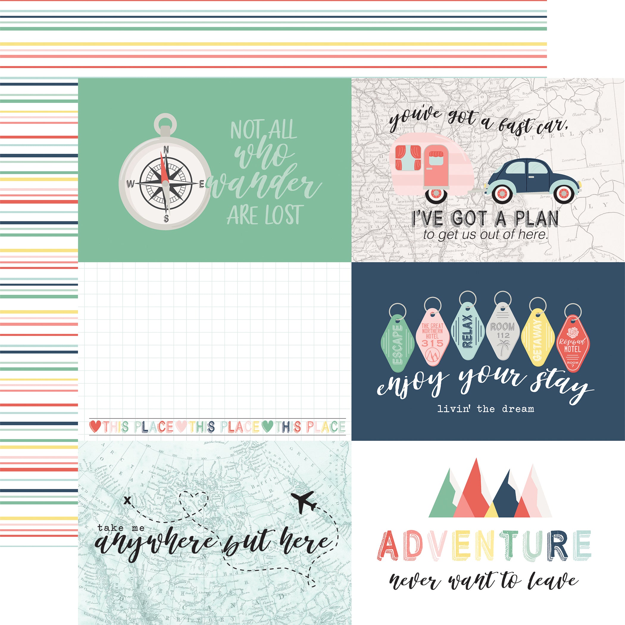 Away We Go Collection 13-Piece Collection Kit by Echo Park Paper-12 Papers, 1 Sticker