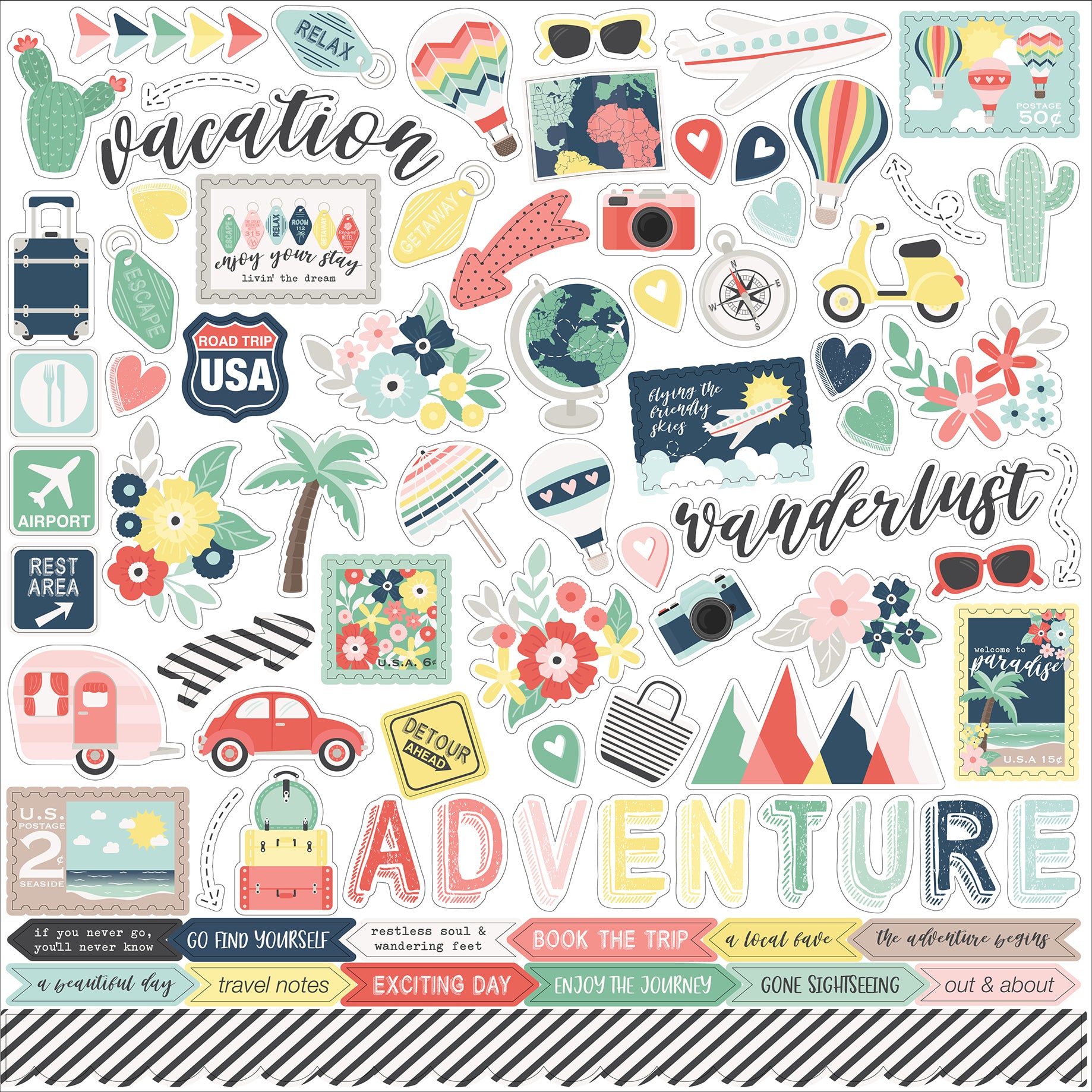 Away We Go Collection 13-Piece Collection Kit by Echo Park Paper-12 Papers, 1 Sticker