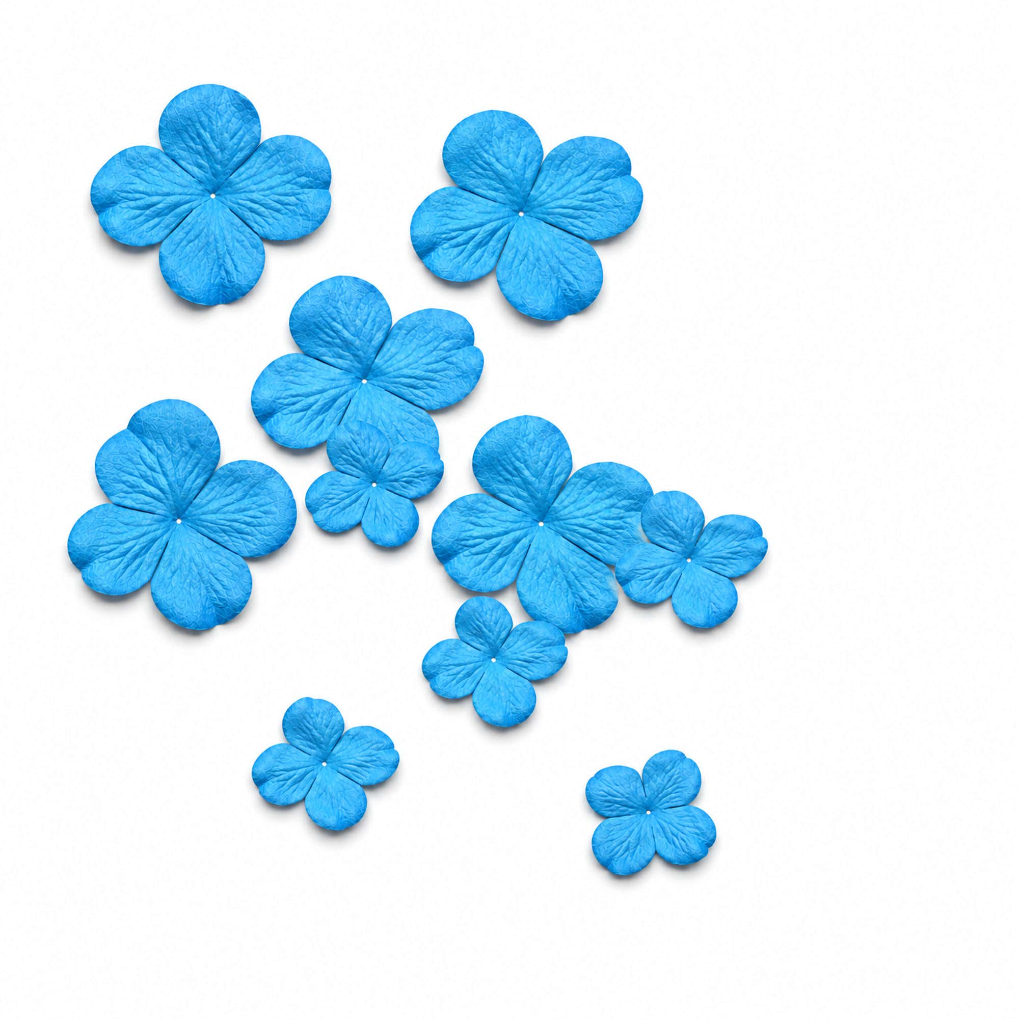 Petal Party Collection Aqua 1", 1.75" Hydrangea Flowers - Pkg. of 20