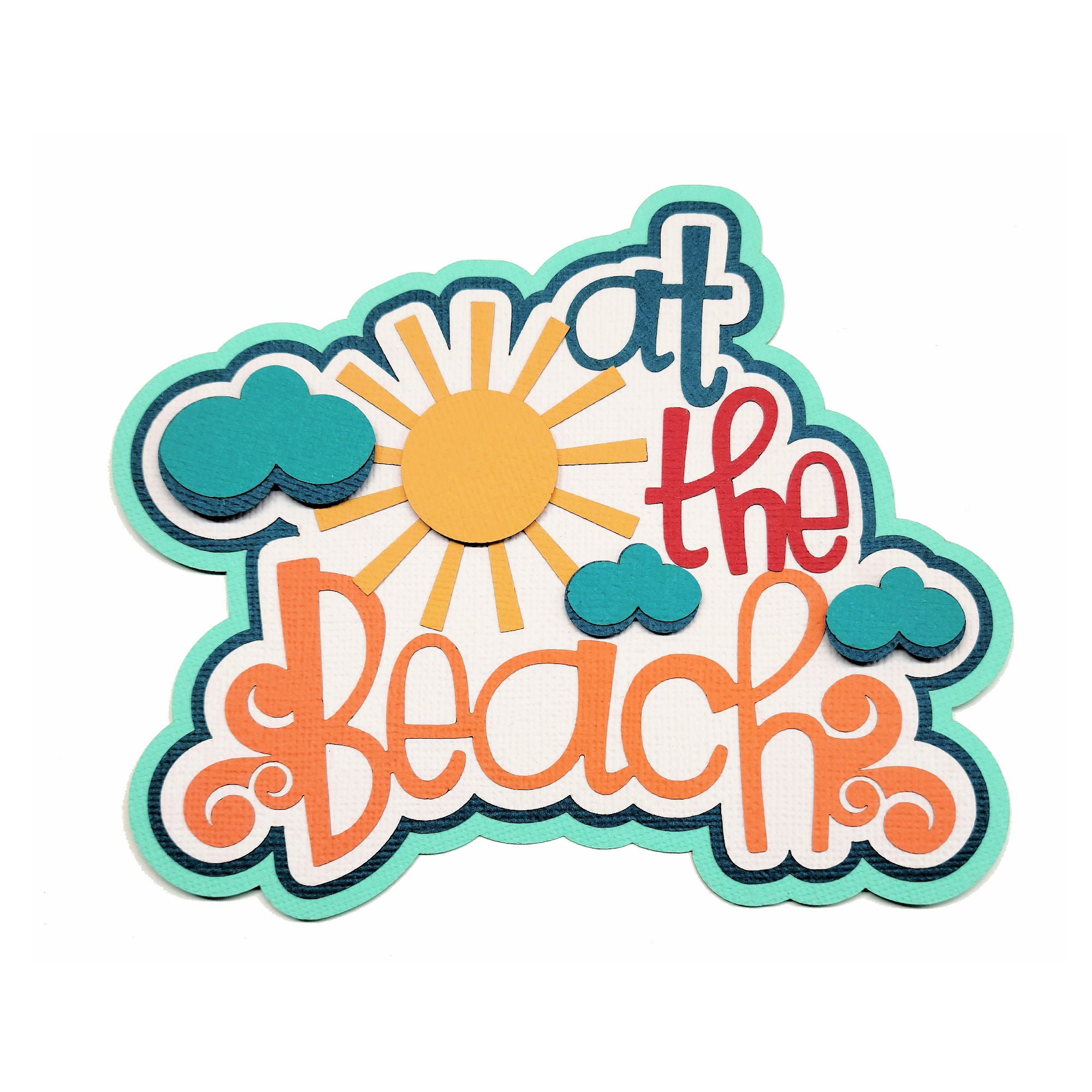 At The Beach Title Fully-Assembled Laser Cut Scrapbook Embellishment by SSC Laser Designs