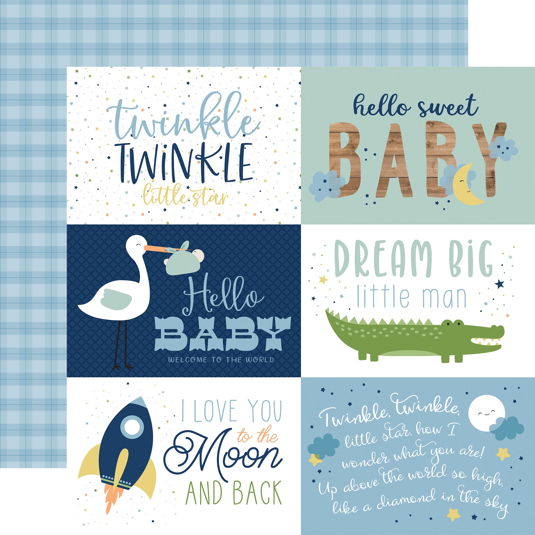 Baby Boy Collection Pack by Echo Park Paper 13-Piece Collection-12 Papers, 1 Sticker