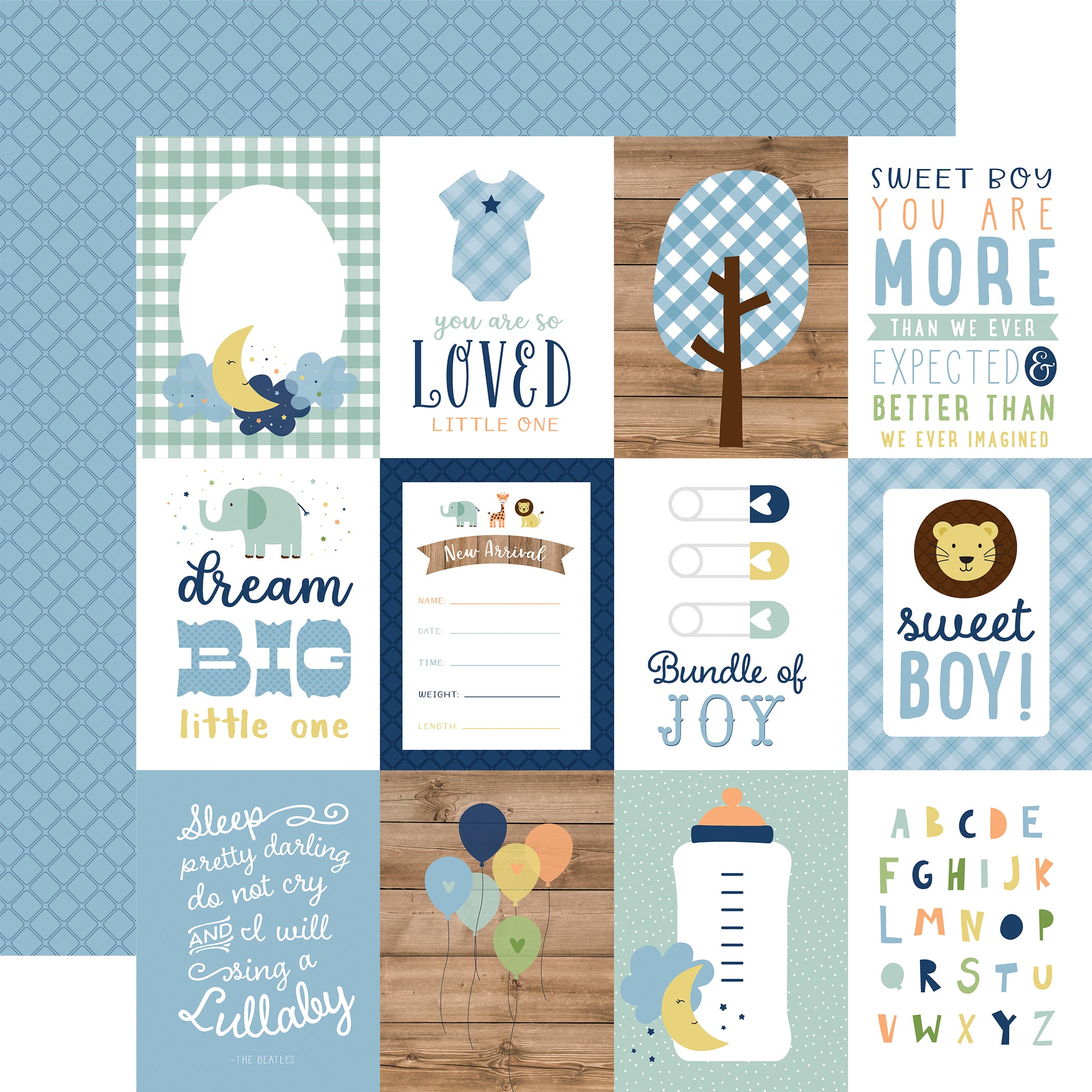 Baby Boy Collection Pack by Echo Park Paper 13-Piece Collection-12 Papers, 1 Sticker