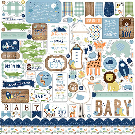 Baby Boy Collection Pack by Echo Park Paper 13-Piece Collection-12 Papers, 1 Sticker