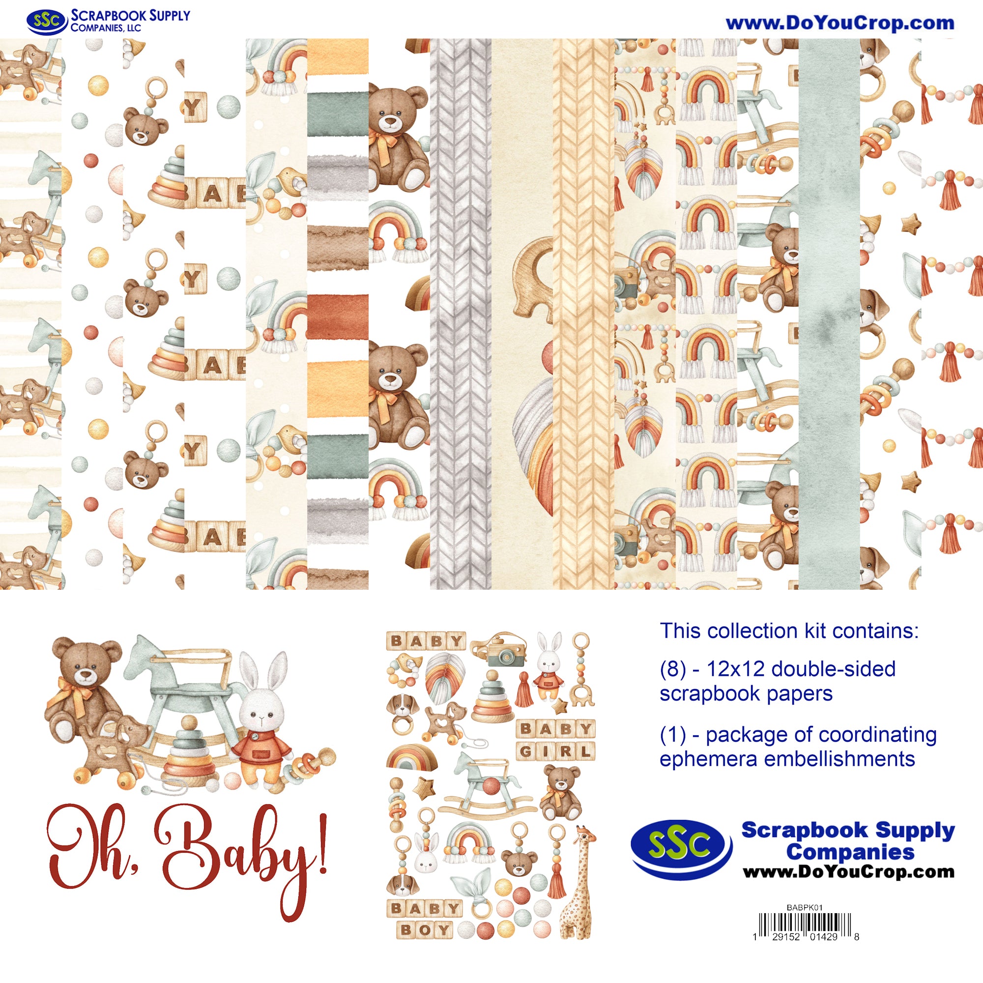 Oh, Baby! 12 x 12 Scrapbook Paper & Embellishment Kit by SSC Designs