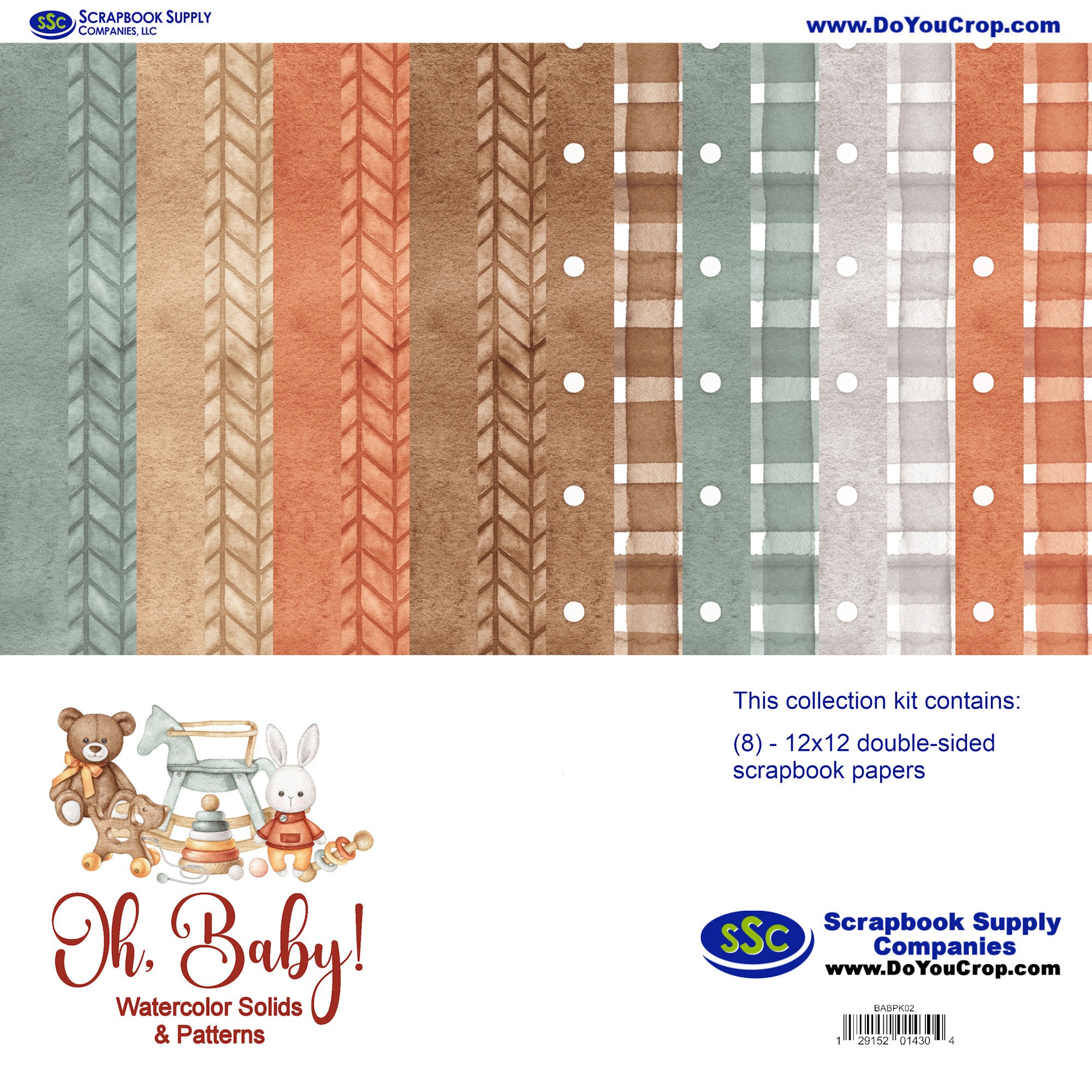 Oh, Baby! 12 x 12 Scrapbook Paper Solids & Patterns Kit by SSC Designs