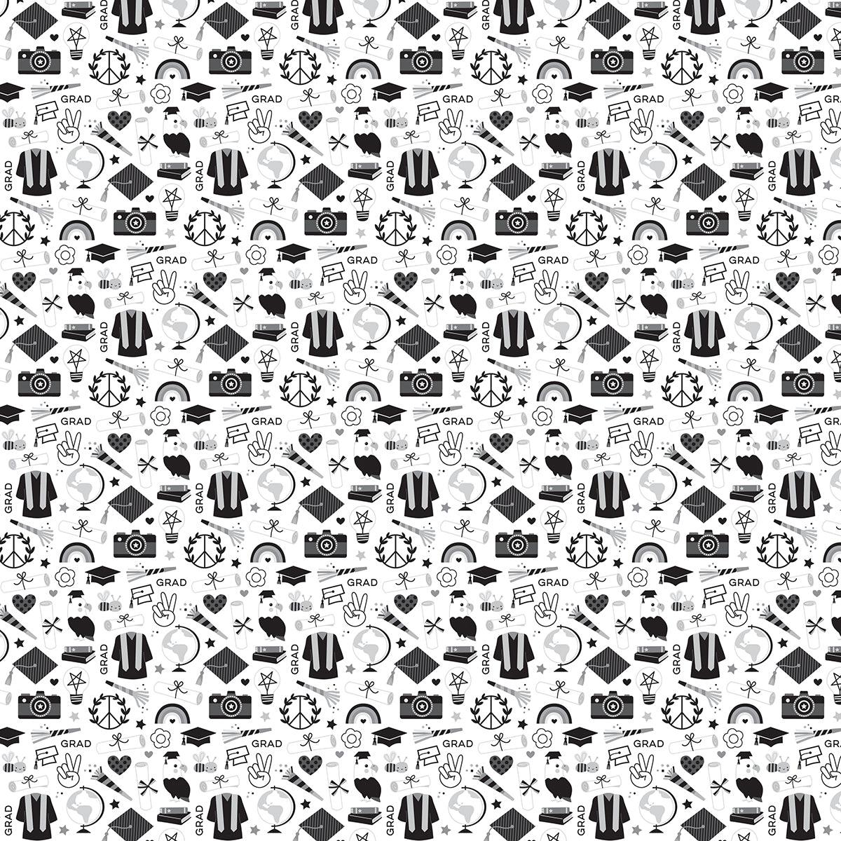 Cap & Gown Collection Just Graduated 12 x 12 Double-Sided Scrapbook Paper by Doodlebug Design - Scrapbook Supply Companies