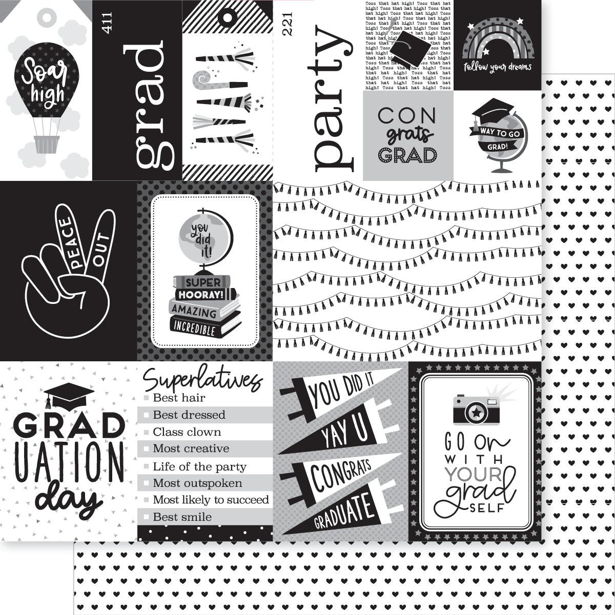 Cap & Gown Collection Daily Details 12 x 12 Double-Sided Scrapbook Paper by Doodlebug Design