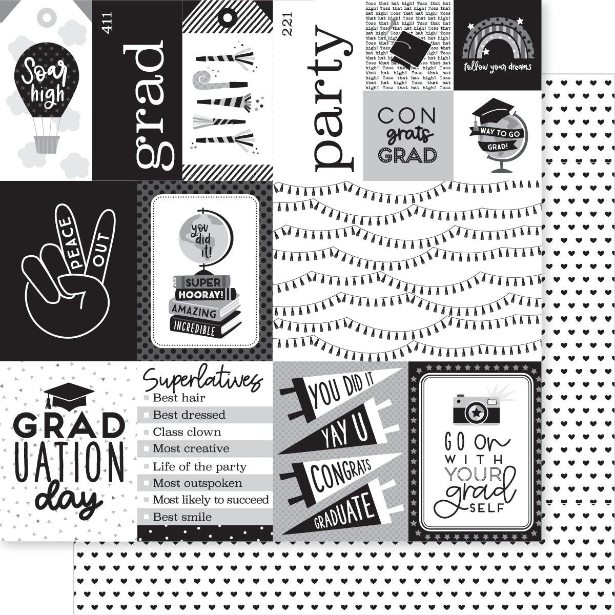 Cap & Gown Collection Daily Details 12 x 12 Double-Sided Scrapbook Paper by Doodlebug Design - Scrapbook Supply Companies