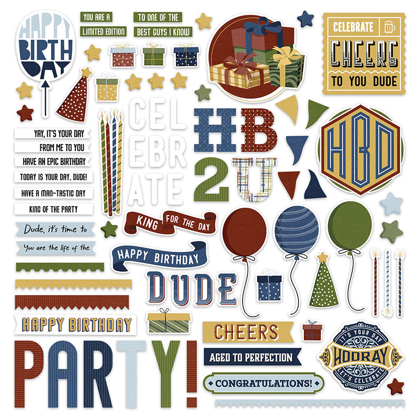 Birthday Bash Collection 12 x 12 Cardstocker Sticker Sheet by Pack  by Photo Play Paper