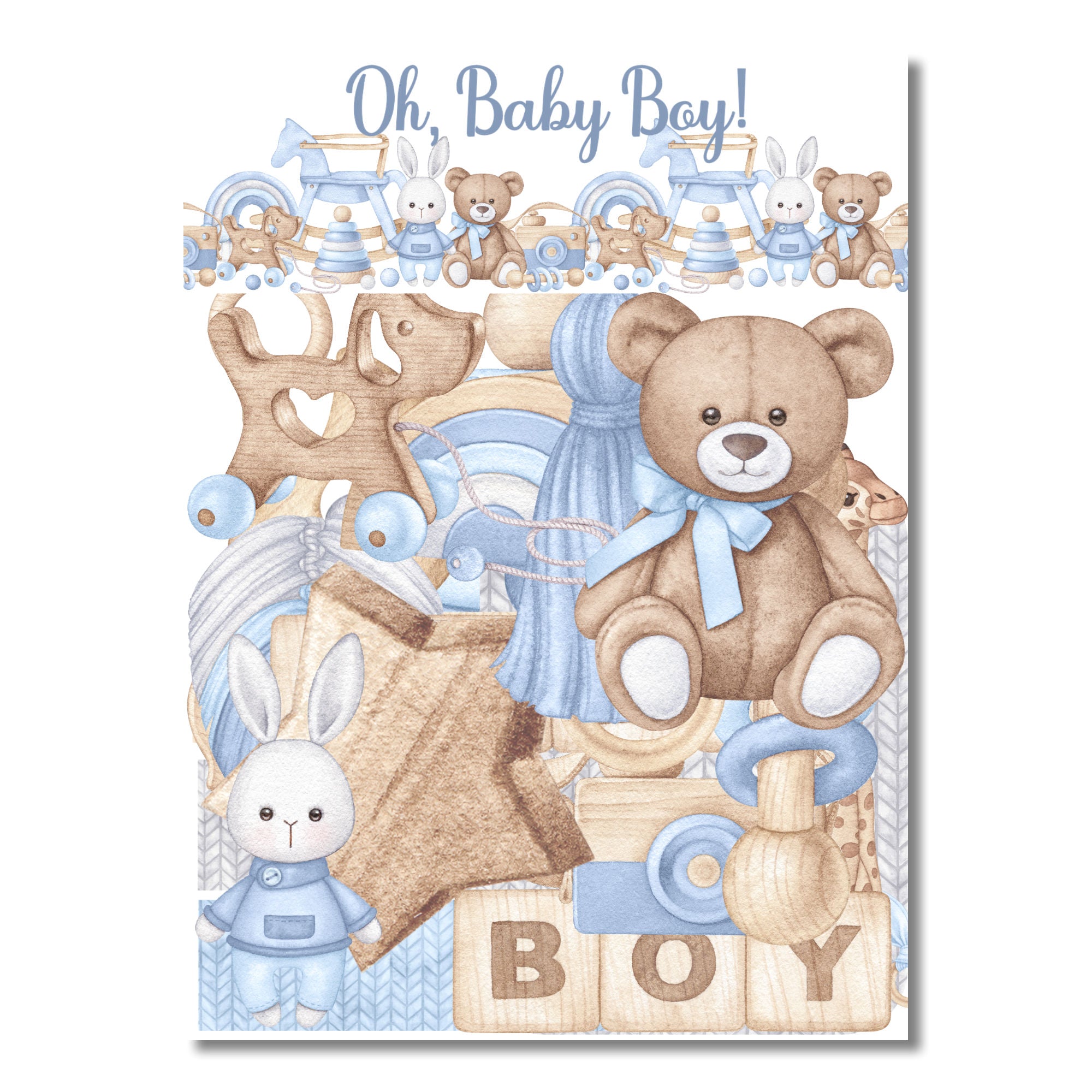 Oh, Baby Boy! 12 x 12 Scrapbook Paper & Embellishment Kit by SSC Designs