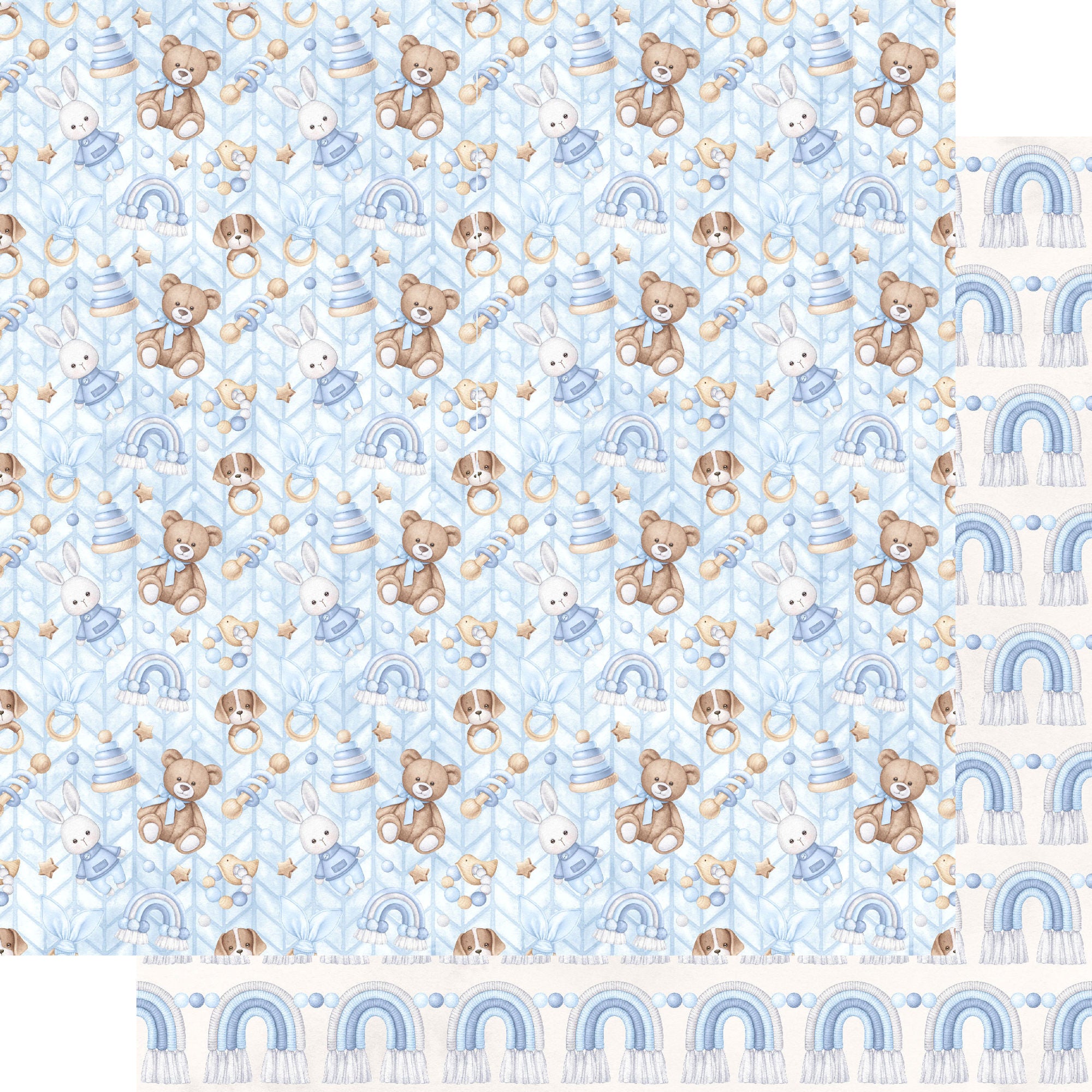 Oh, Baby Boy! Collection Teddy Bear Hugs 12 x 12 Double-Sided Scrapbook Paper by SSC Designs