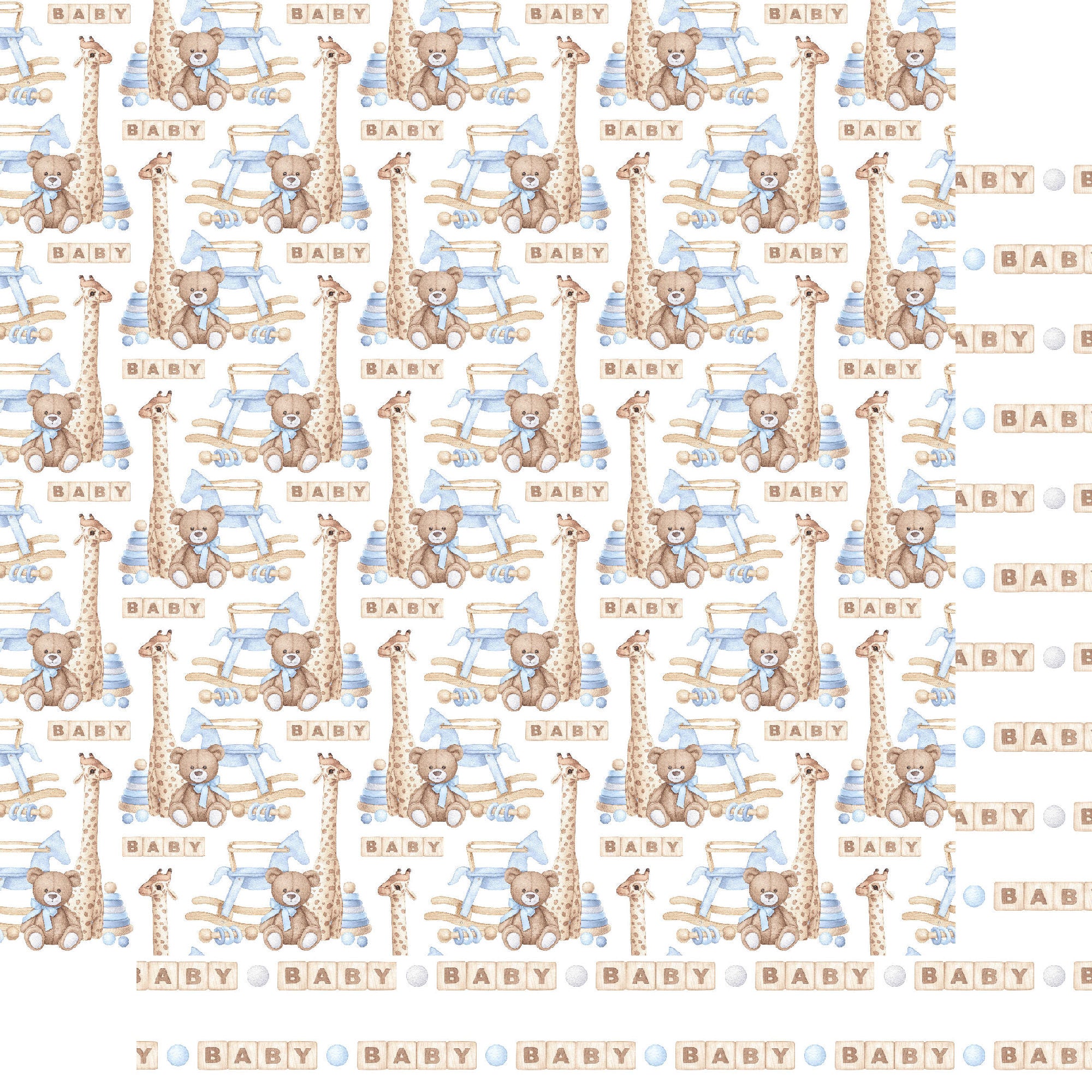 Oh, Baby Boy! Collection Building Blocks 12 x 12 Double-Sided Scrapbook Paper by SSC Designs