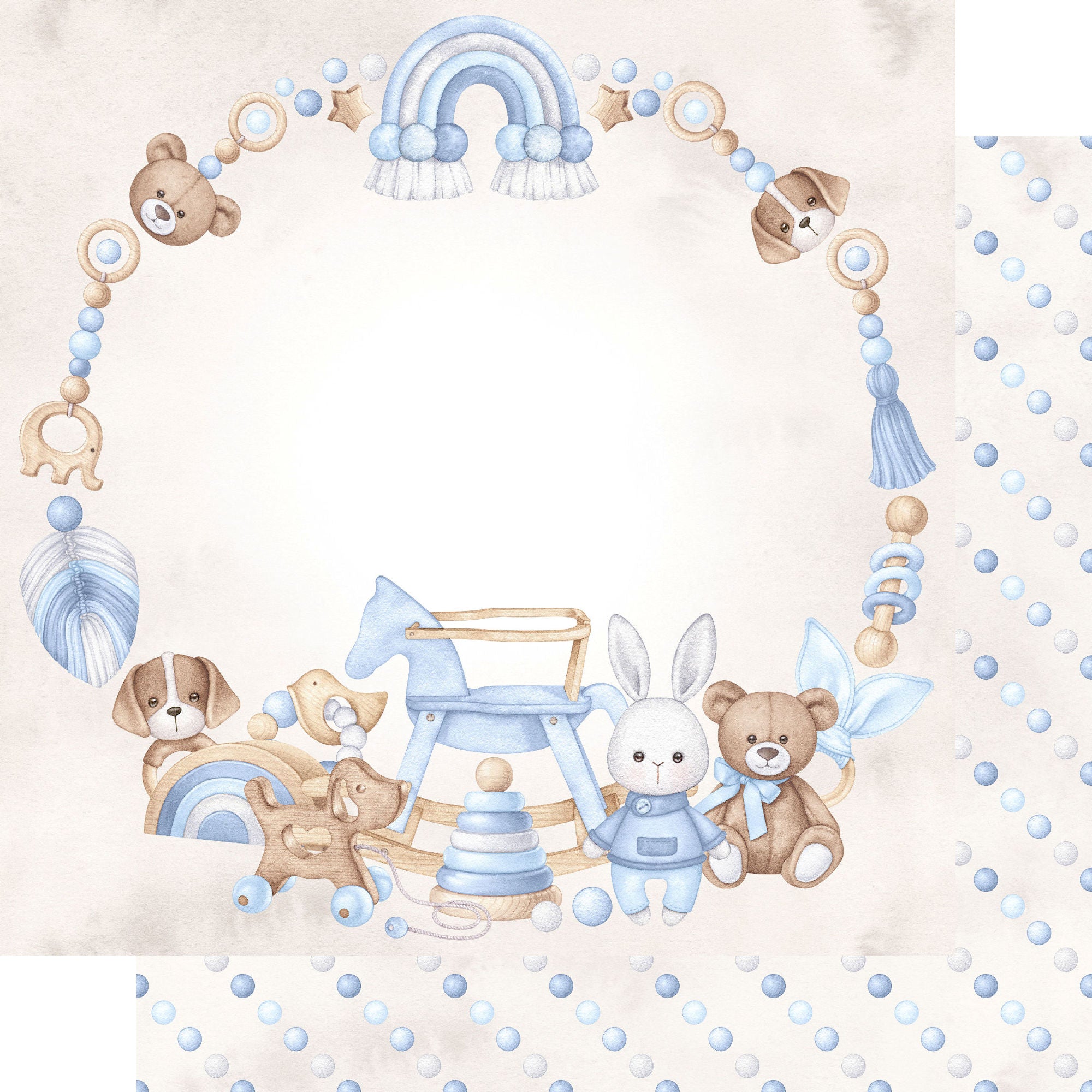 Oh, Baby Boy! Collection Snuggle Bunny 12 x 12 Double-Sided Scrapbook Paper by SSC Designs