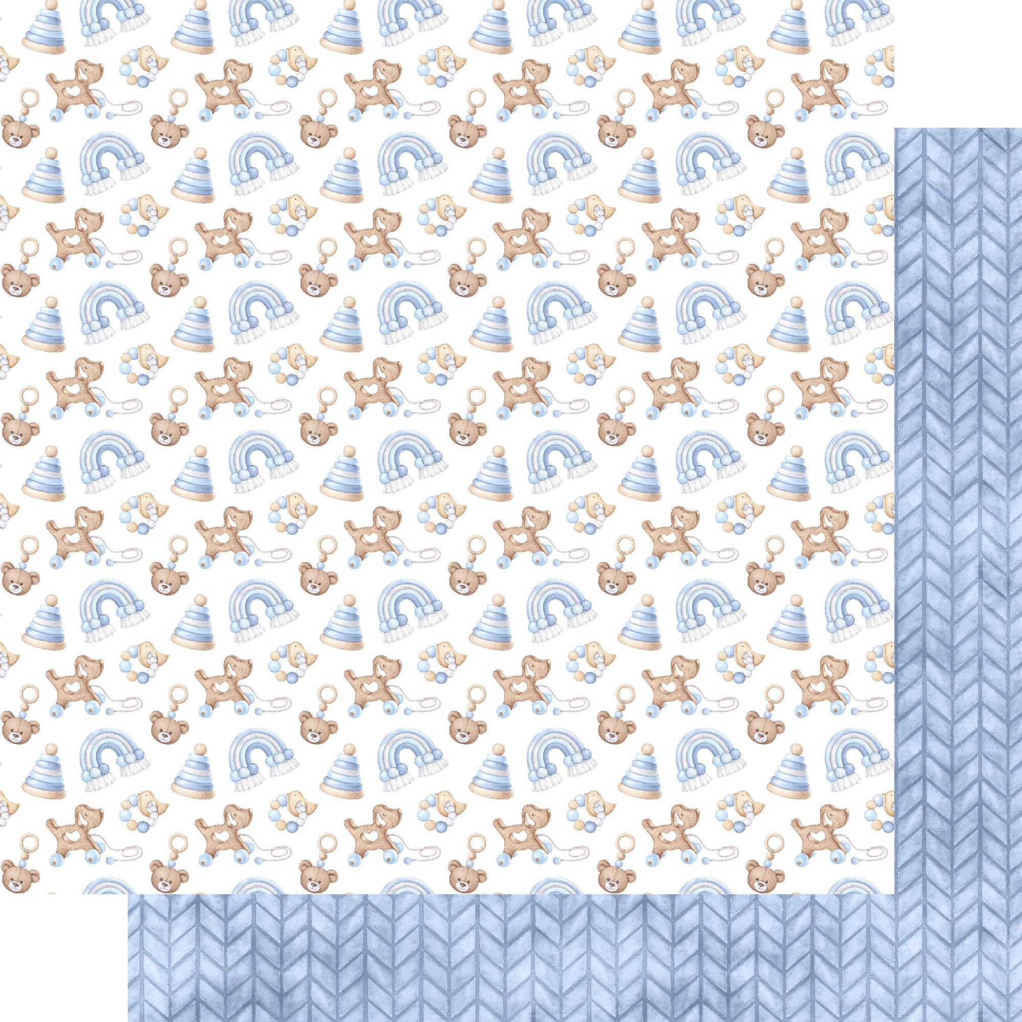 Oh, Baby Boy! Collection Precious Memories 12 x 12 Double-Sided Scrapbook Paper by SSC Designs