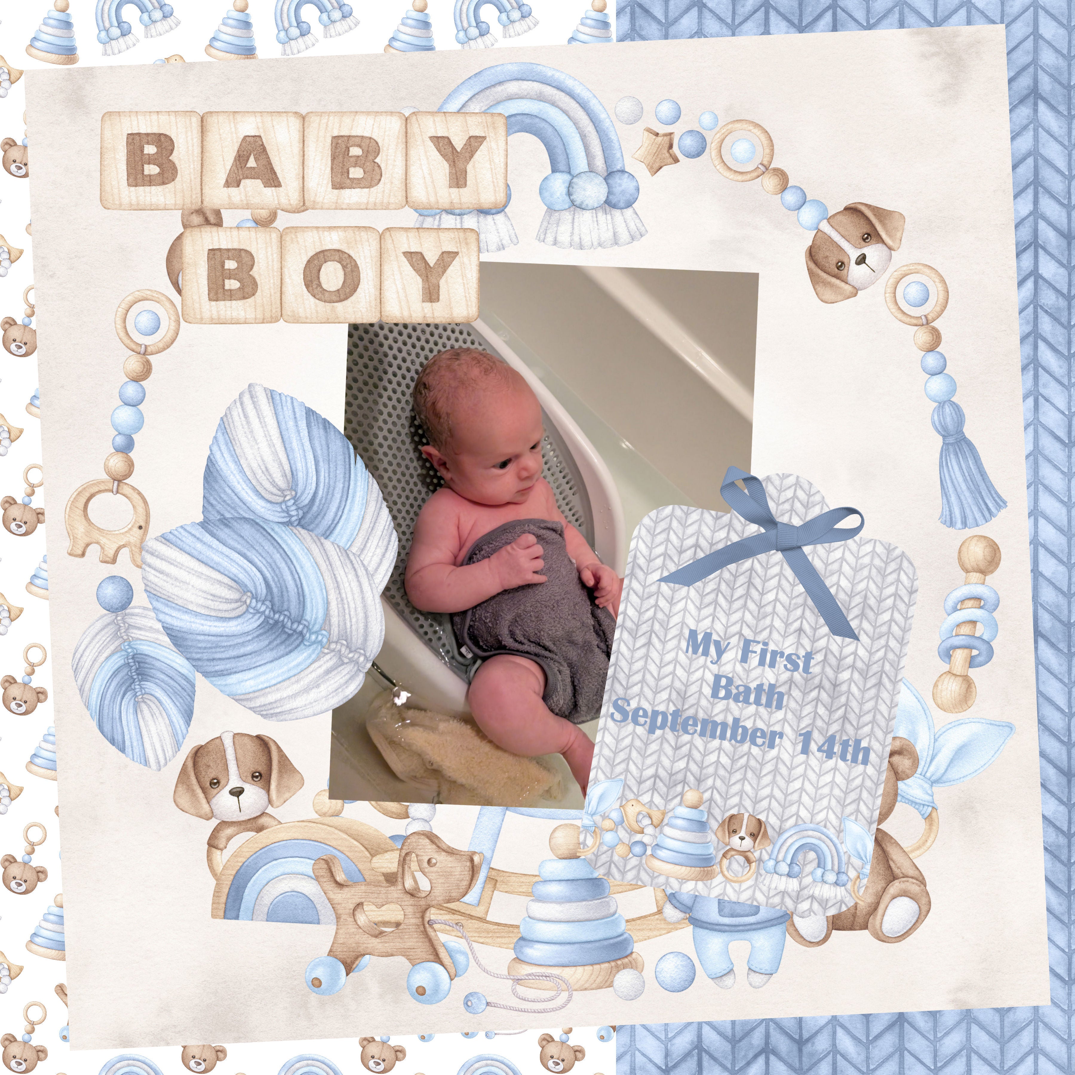 Oh, Baby Boy! Collection Cuddle Time 12 x 12 Double-Sided Scrapbook Paper by SSC Designs