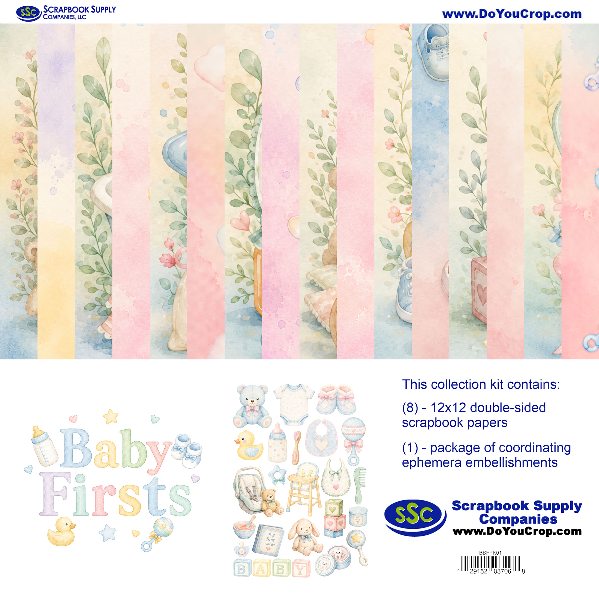 Baby Firsts 12 x 12 Scrapbook Paper & Embellishment Kit by SSC Designs