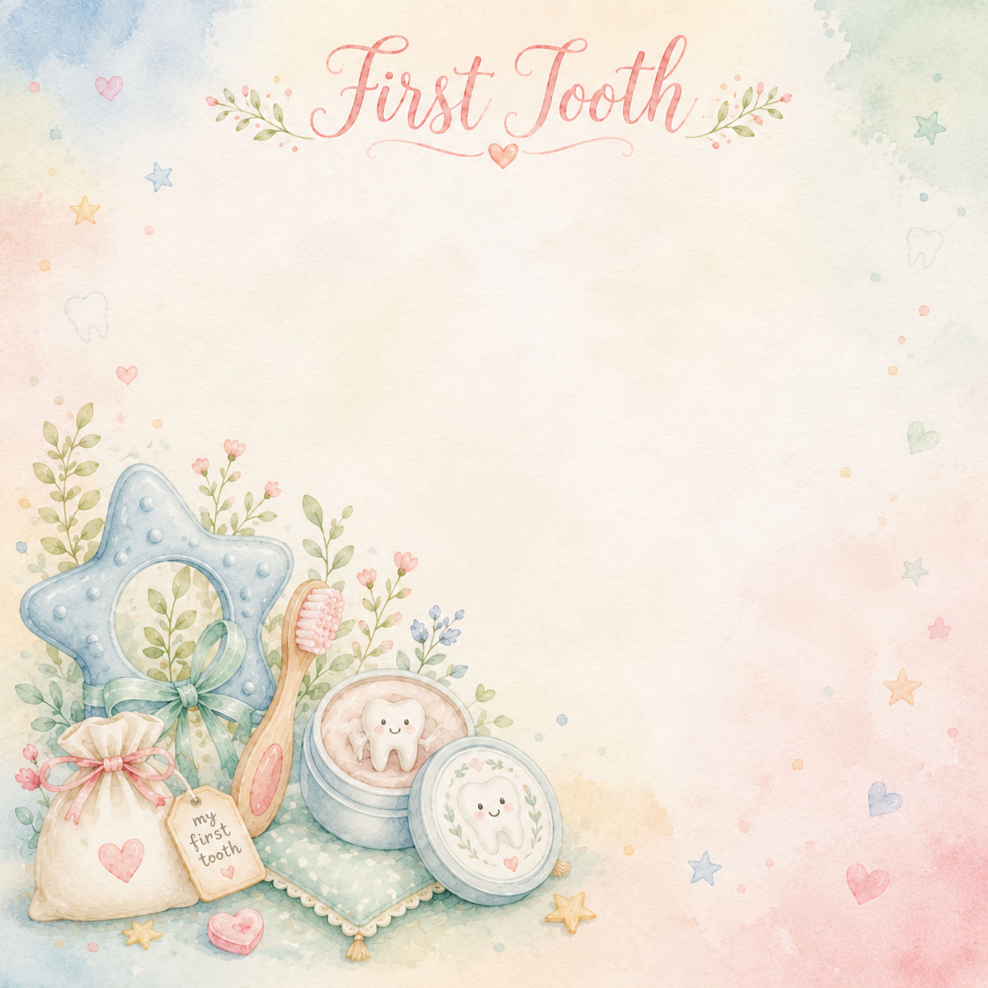 Baby Firsts Collection Baby's First Tooth 12 x 12 Double-Sided Scrapbook Paper by SSC Designs