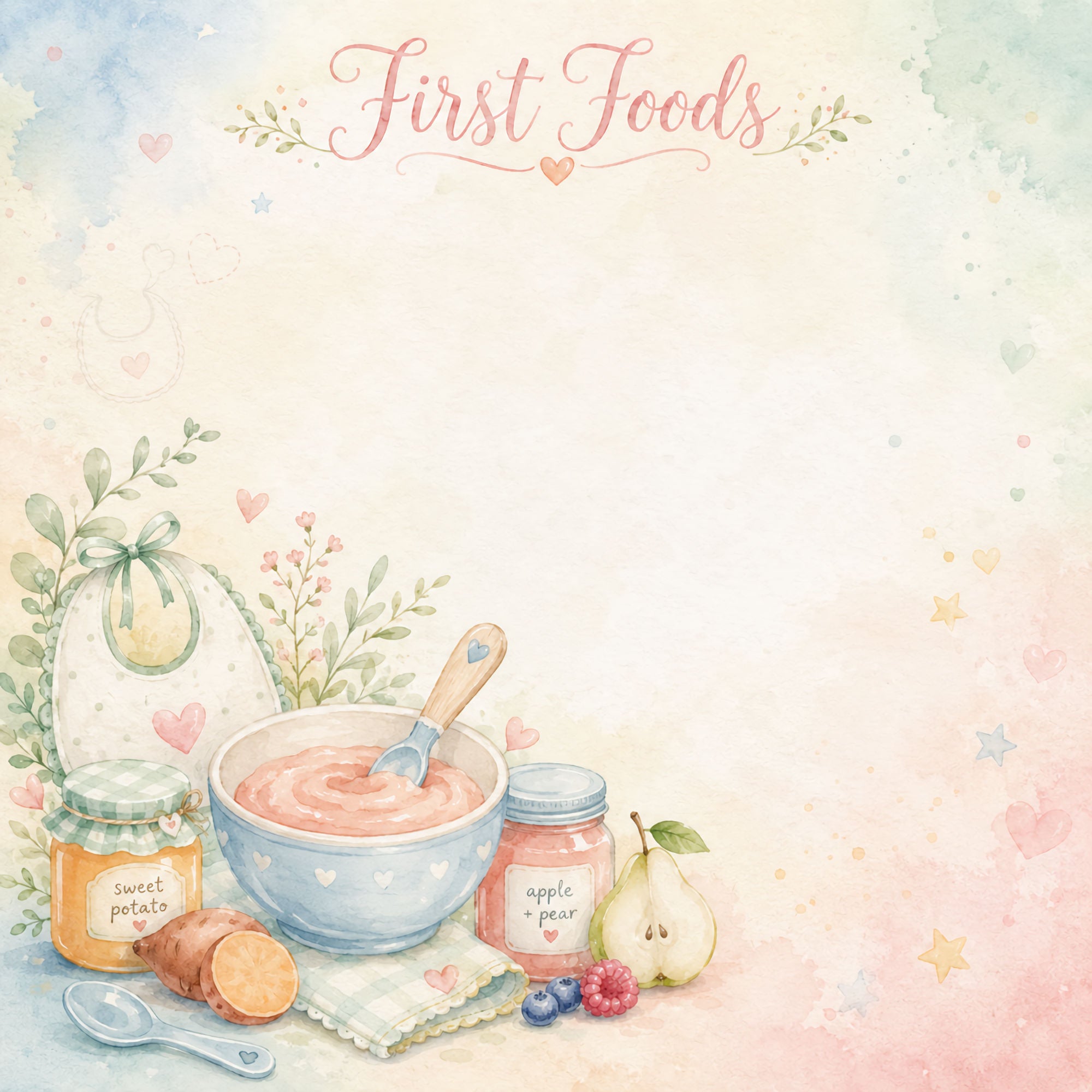 Baby Firsts Collection Baby's First Foods 12 x 12 Double-Sided Scrapbook Paper by SSC Designs