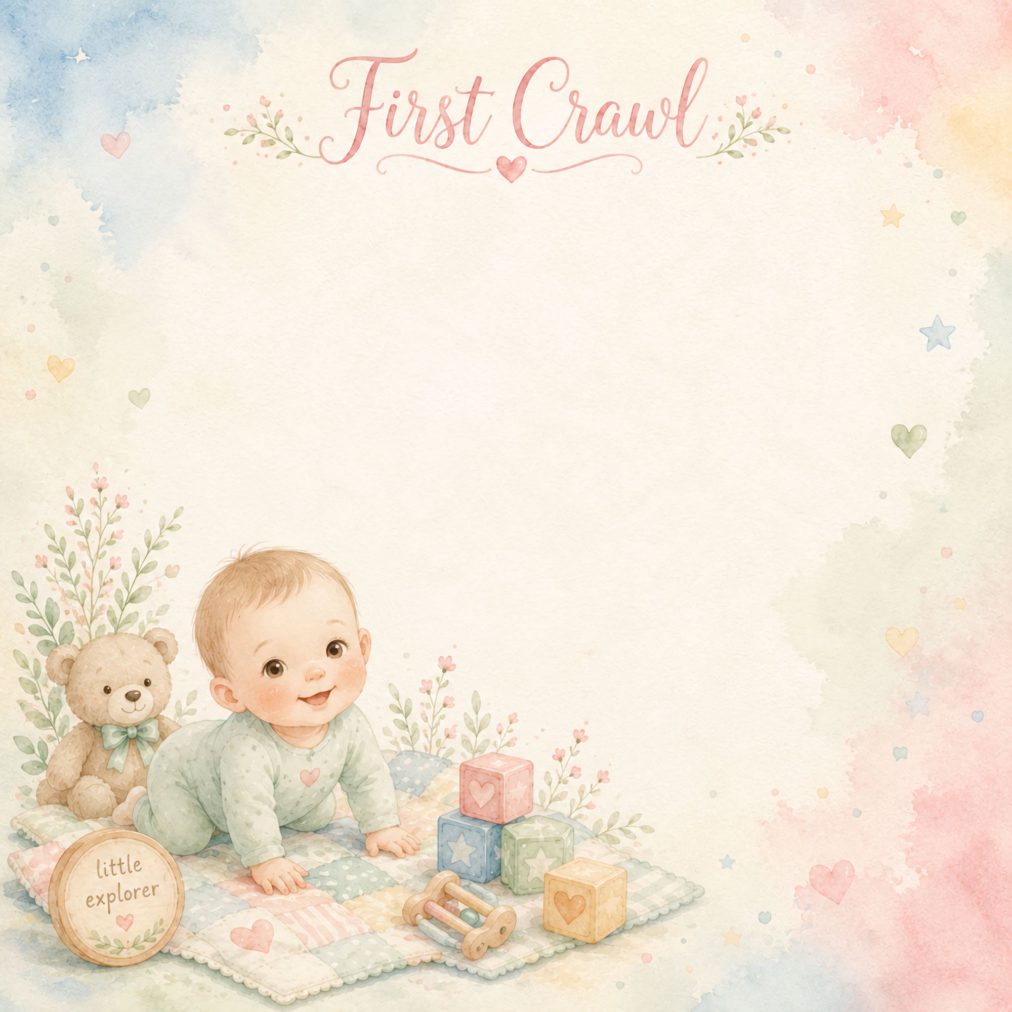 Baby Firsts Collection Baby's First Crawl 12 x 12 Double-Sided Scrapbook Paper by SSC Designs