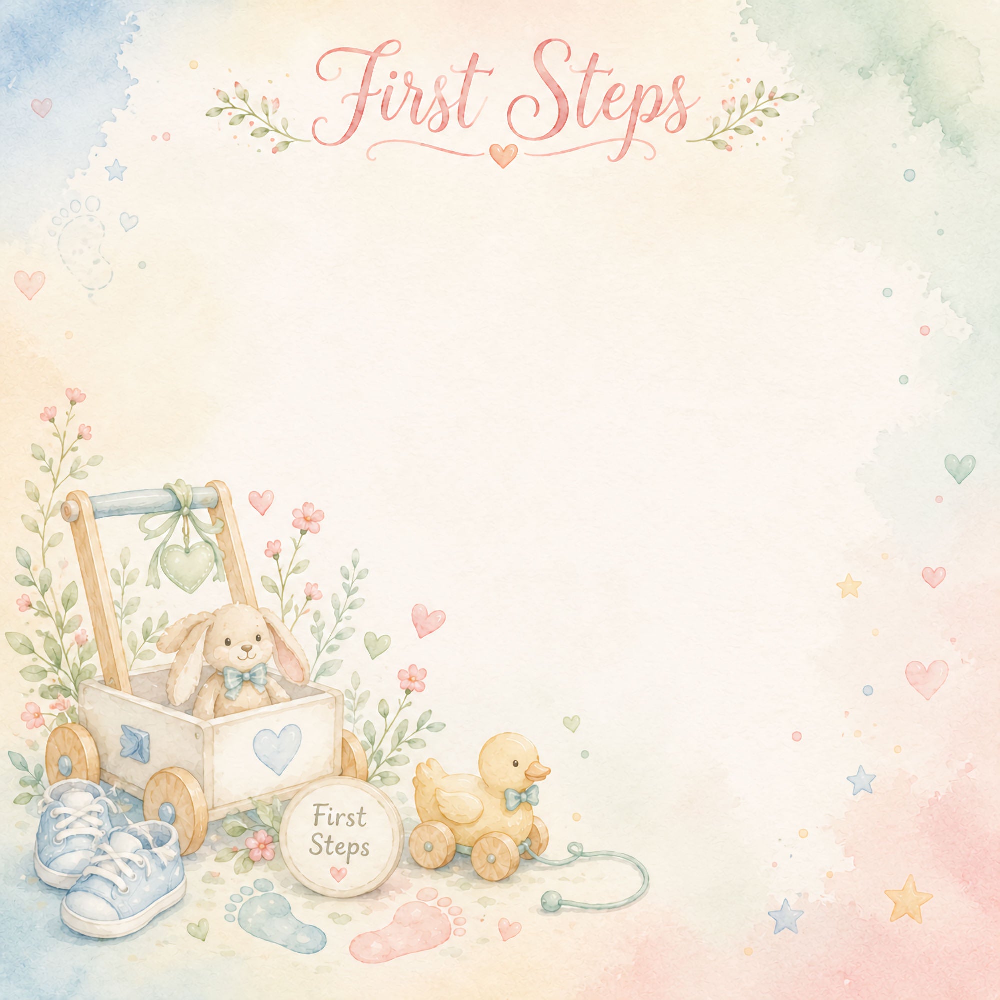 Baby Firsts Collection Baby's First Steps 12 x 12 Double-Sided Scrapbook Paper by SSC Designs