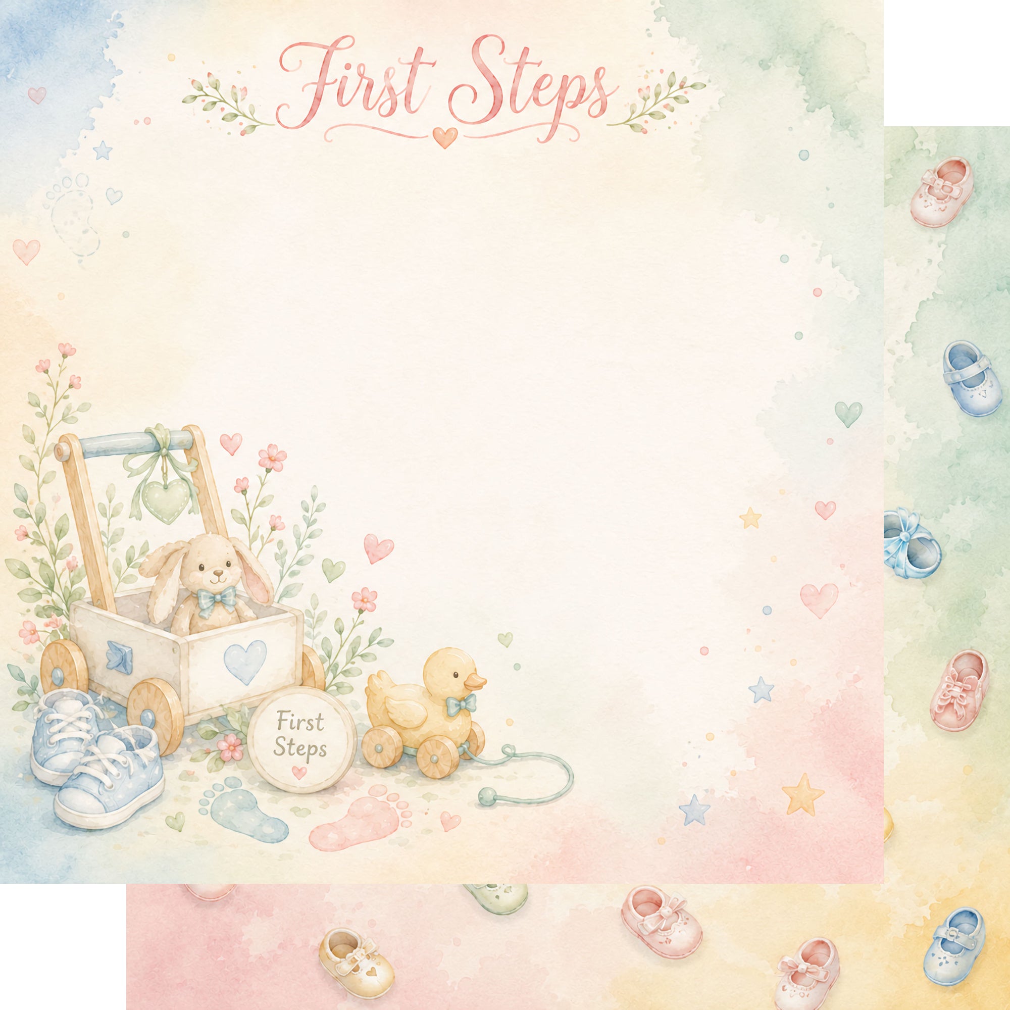 Baby Firsts Collection Baby's First Steps 12 x 12 Double-Sided Scrapbook Paper by SSC Designs