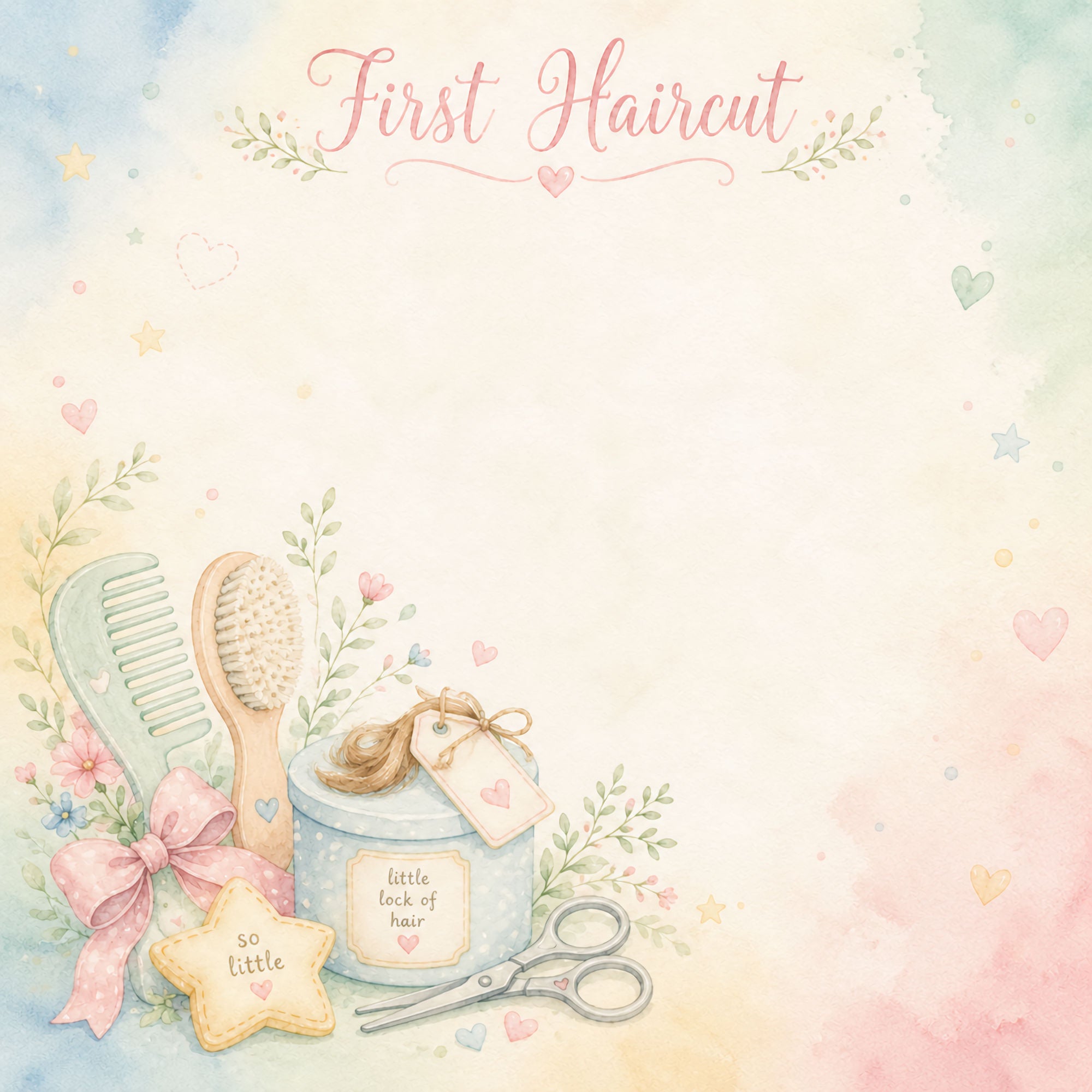 Baby Firsts Collection Baby's First Haircut 12 x 12 Double-Sided Scrapbook Paper by SSC Designs