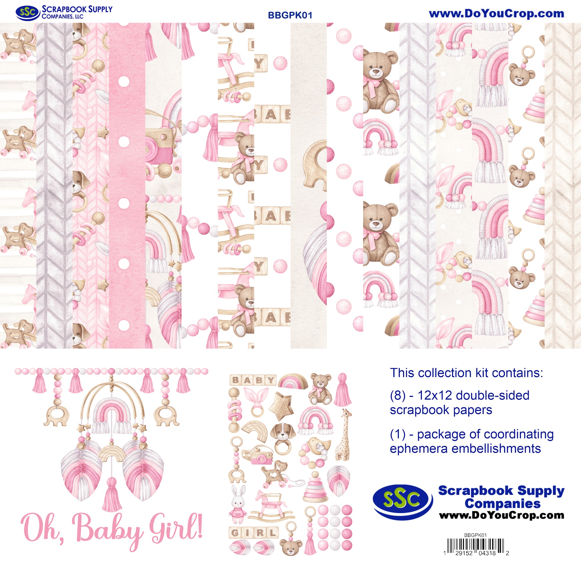 Oh, Baby Girl! 12 x 12 Scrapbook Paper & Embellishment Kit by SSC Designs