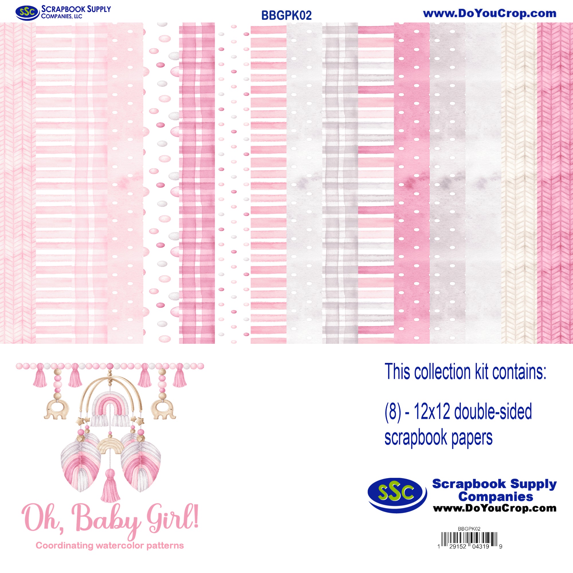 Oh, Baby Girl! 12 x 12 Scrapbook Paper Solids & Patterns Kit by SSC Designs
