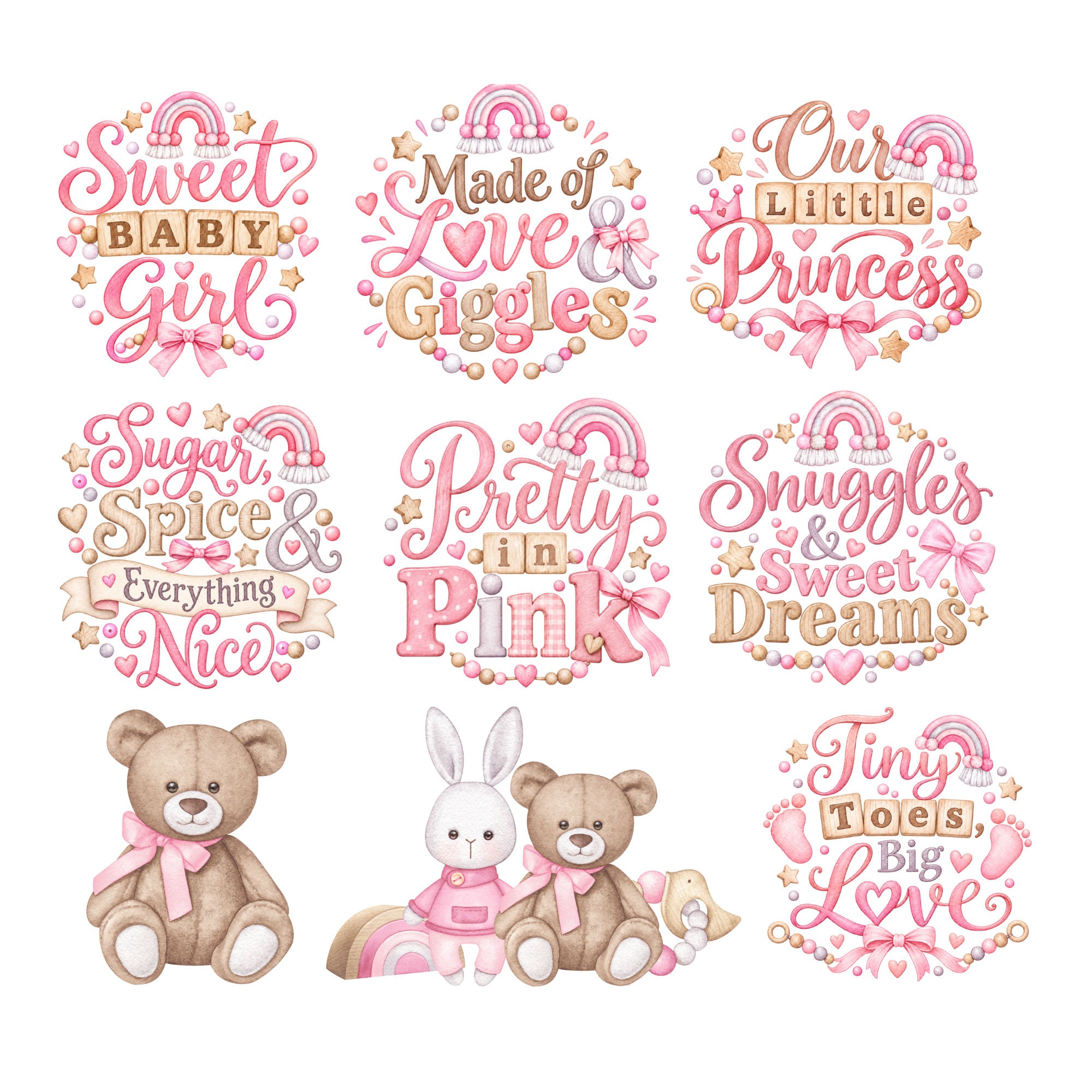 Oh, Baby Girl! Collection 9 x 8 Cardstock Sticker Sheet by SSC Designs